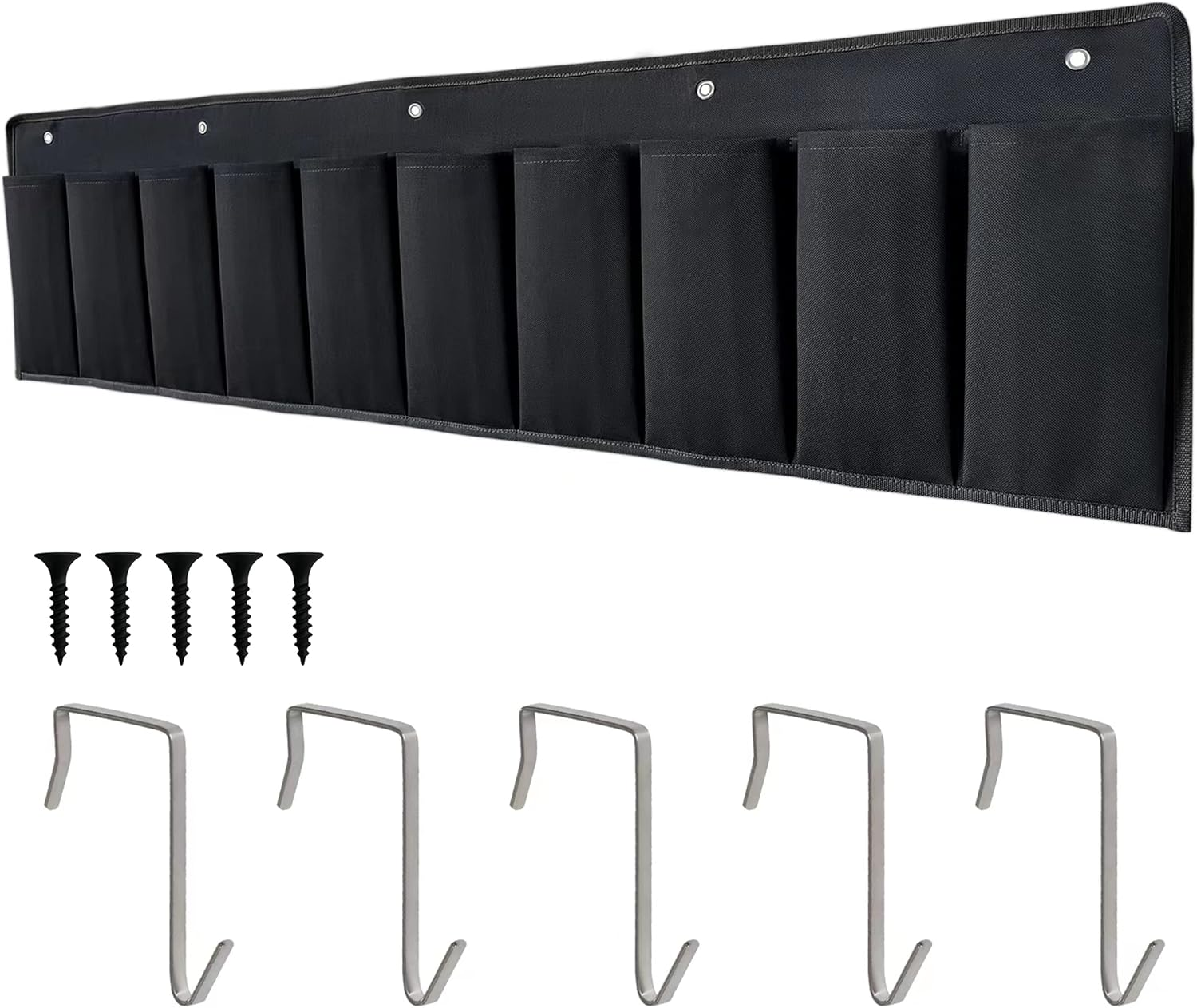 RVZONE RV Shoe Pockets 10 Pockets Heavy Hanging Bedside Storage Organizer with Sturdy Hooks Storage Pockets Hangs on Bed for Shoes Toys and Tool Accessories