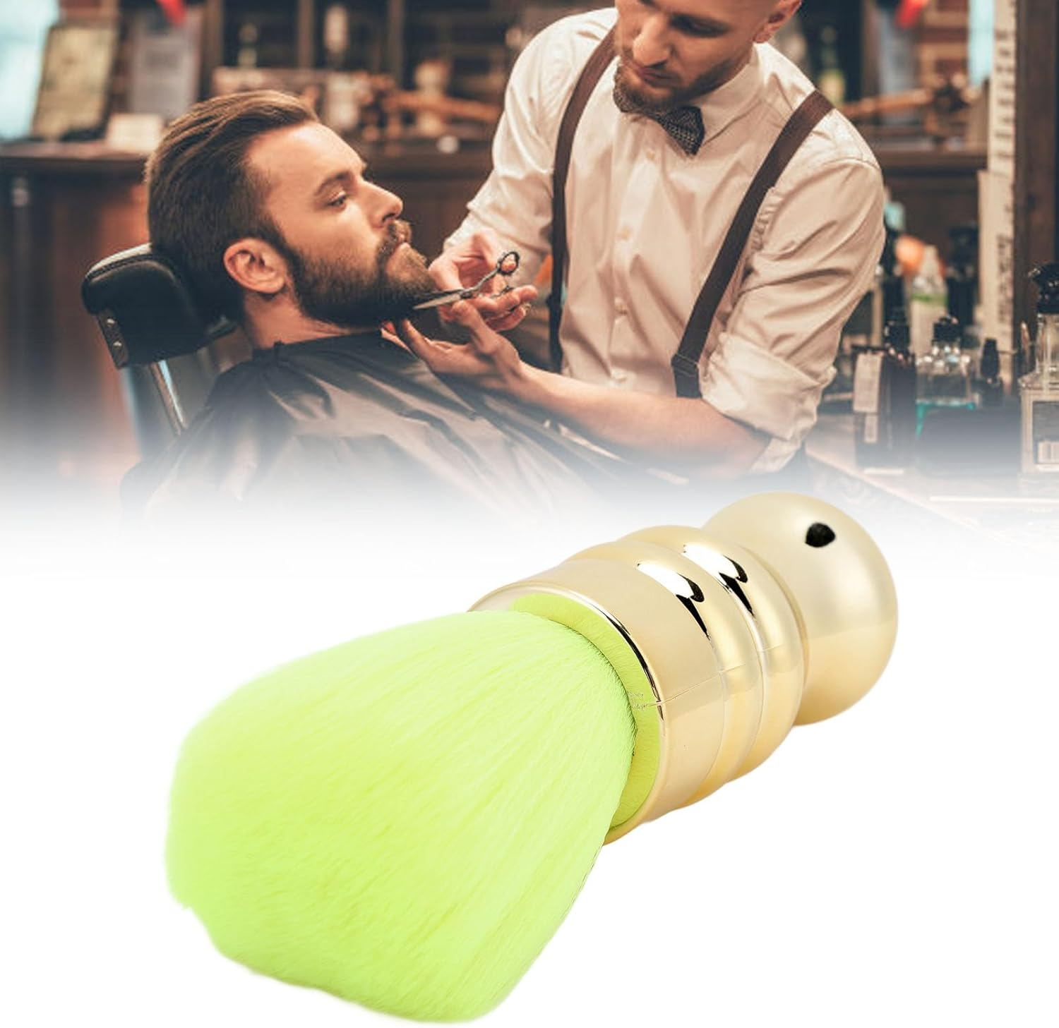 Barber Neck Hair Duster Brush, Soft Fibers Comfortable Grip Hair Cutting Cleaning Sweeping Duster Brush for Home, Hair Salon, and Barbershop image number 4
