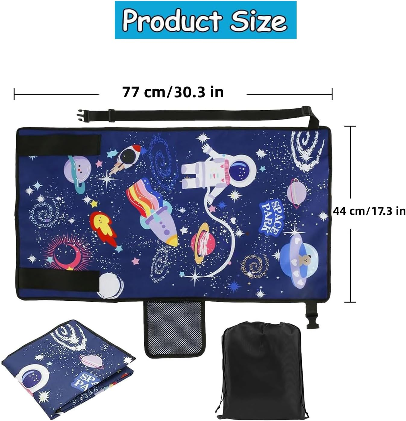 Yharnamite Airplane Seat Extender for Kids, Travel Bed for Kids, Airplane Seat Extender Portable with Side Pocket(Blue)