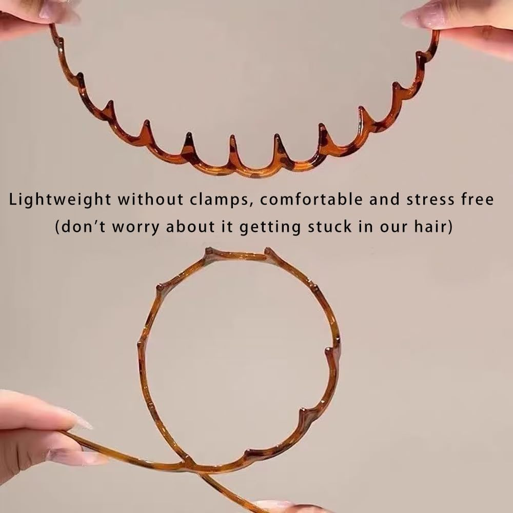 Pack of 2 Zigzag Hair Band Shark Tooth Hair Comb Made of Plastic Zig Zag Hair Band Headband for Women Girls Men Black and Brown image number 4