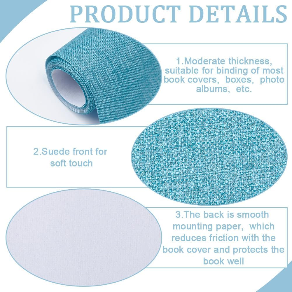 CRASPIRE 51 X 11.8Inch Linen Book Cloth for Book Binding Fabric Surface Paper Backed Bookcover Books Album Scrapbooking Archival DIY Covering Protector Bookcloth Bookbinding Supplies Cadet Blue image number 3