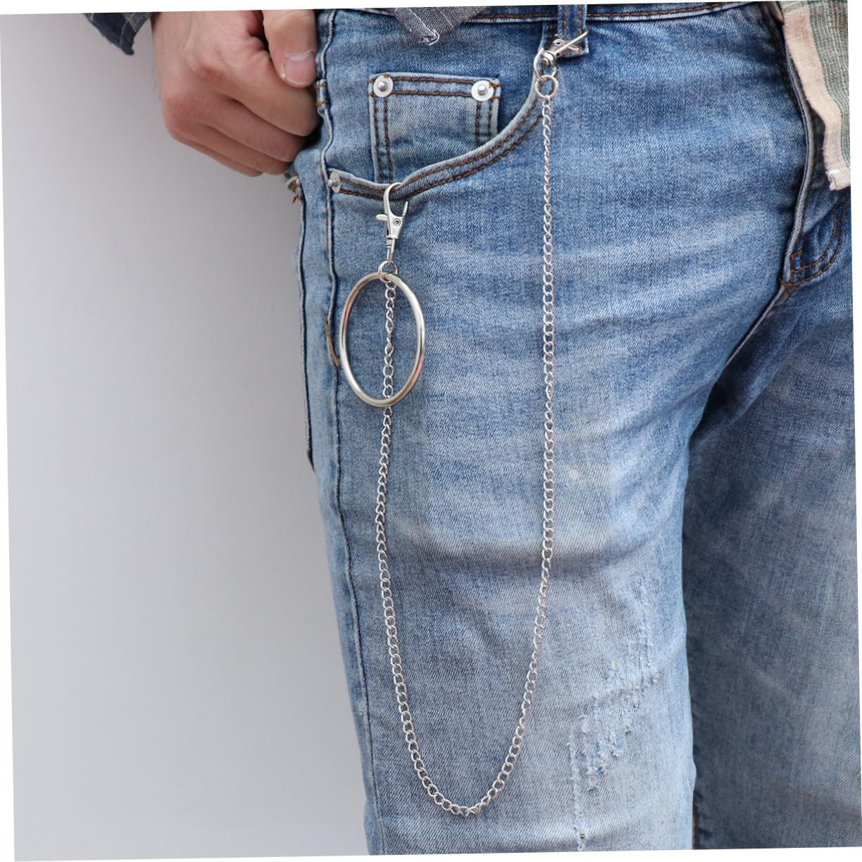 SEWACC Punk Wallet Chain for Pants Trousers Key Chain Silver Hip Hop Gothic Waist Accessory Stylish Jean Link for Men Women image number 6