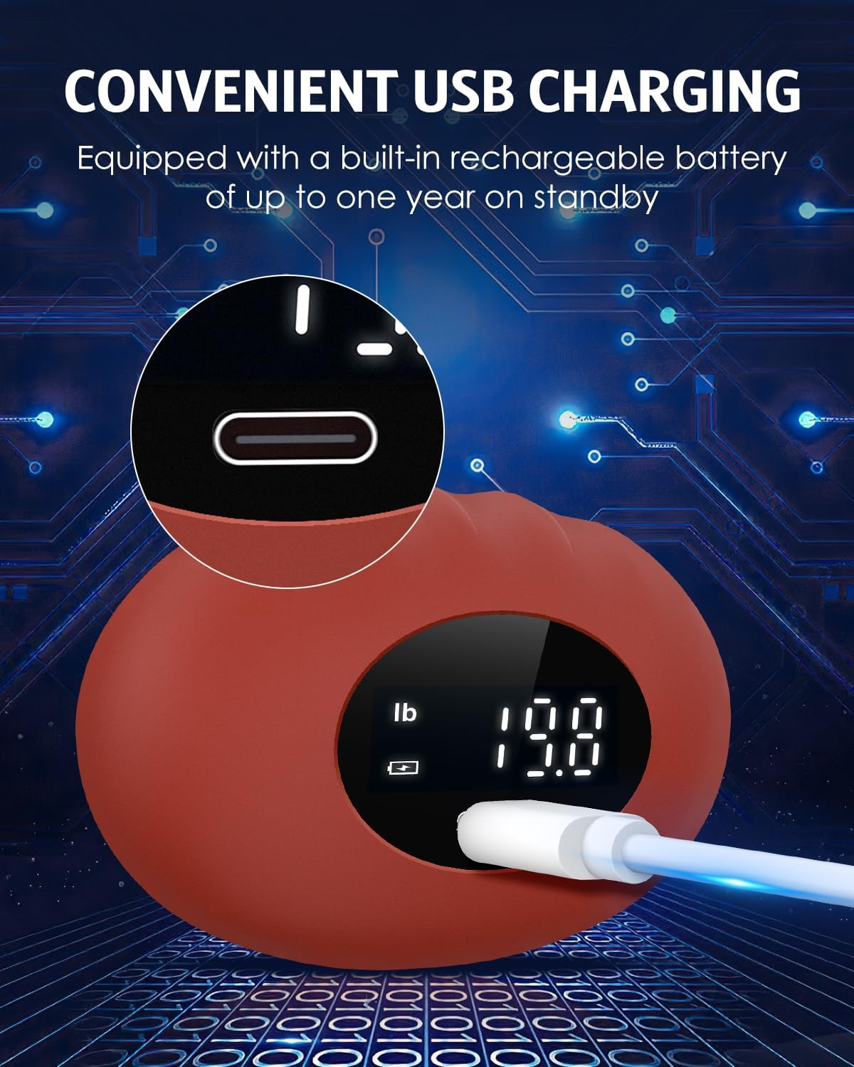 AMIR Hand Grip Strength Tester Trainer, Rechargeable Electronic Hand Dynamometer up to 395 Lbs Forearm - Gripper - Finger Grip Strengthener Exerciser, Stress Balls for Sport Home School Use image number 4