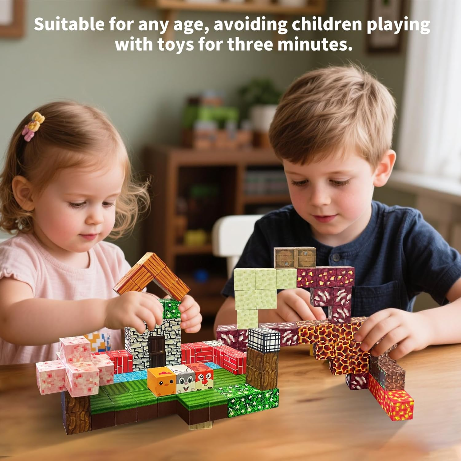 Elfew 132PCS Magnetic Blocks for 3+ Year Old Boys & Girls, STEM Magnetic Tiles Building Blocks, Building Games Sensory Toys, Stacking Toys for Kids, Indoor & Outdoor Play image number 5