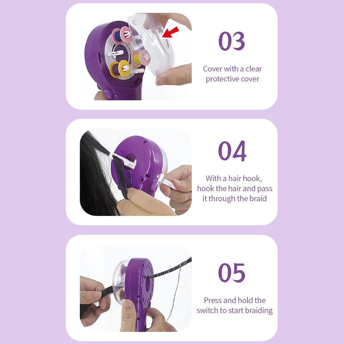 Electric Automatic Hair Braider - DIY Decoration Tool, Portable Creative Fashion Salon Braiding Toy Kit for Girls Kids Age 6+ - Toys Gifts image number 4