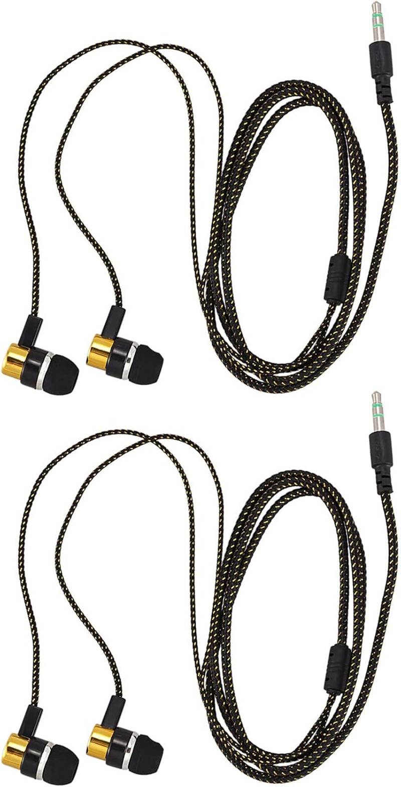 Kaifucy 2Pcs 1.1M Reflective Fiber Cloth Line Noise Isolating Stereo In-Ear Earphone Earbuds Headphones Golden image number 4
