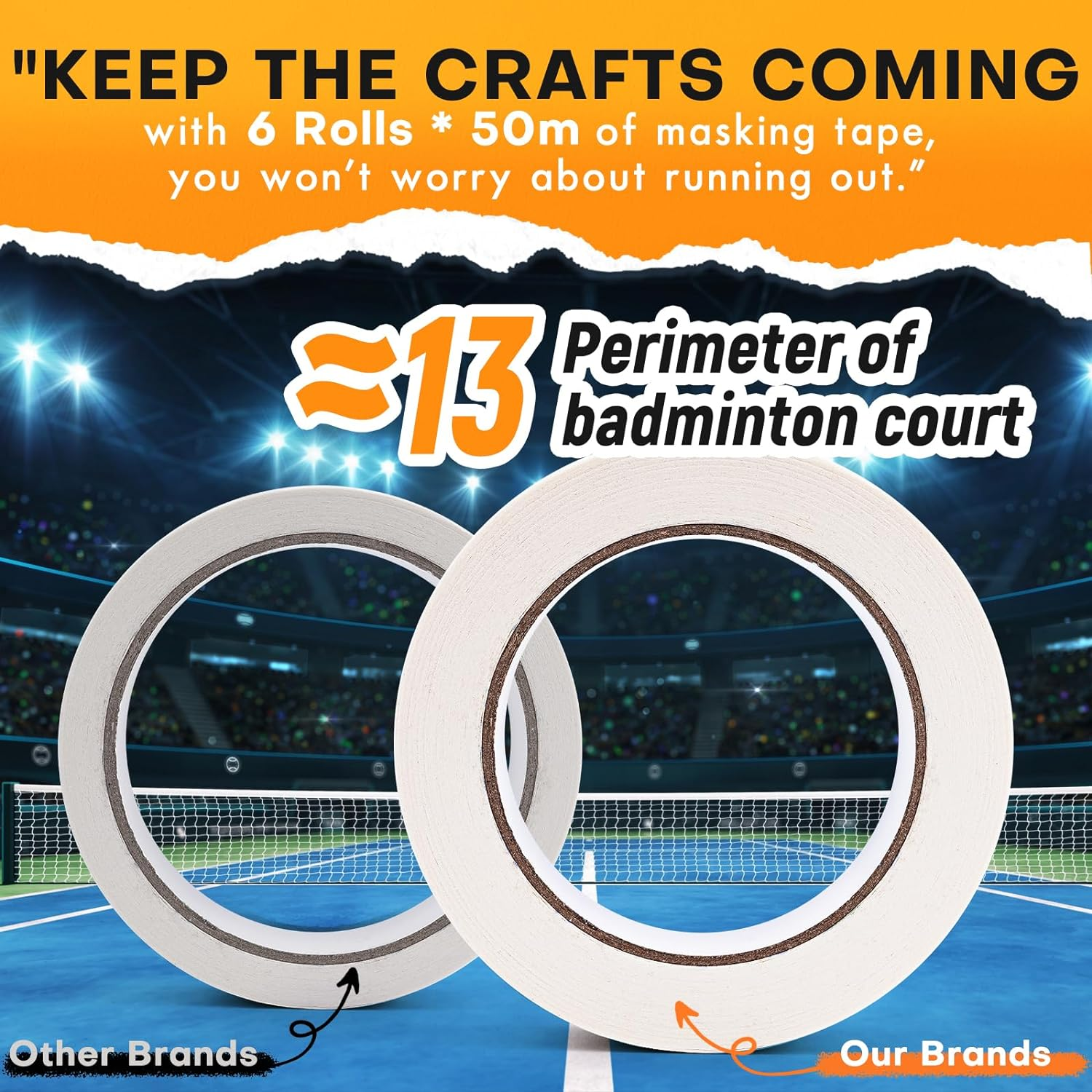 White Masking Tape - 6 Rolls Pack, 24Mm X 50M per Roll, Masking Artists Tape for Drafting Art Watercolour Painting Canvas Framing - Acid Fre | Artist Masking Tape, White Painters Tape, Artist Tape image number 3