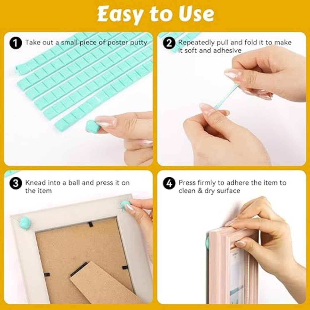 288 Pcs Removable Poster Adhesive Putty Multipurpose Mounting Tacky Putty, Reusable Wall Safe Tack Putty for Hanging Pictures Poster Art Photography Museum (Light Blue, White, Pink) image number 4