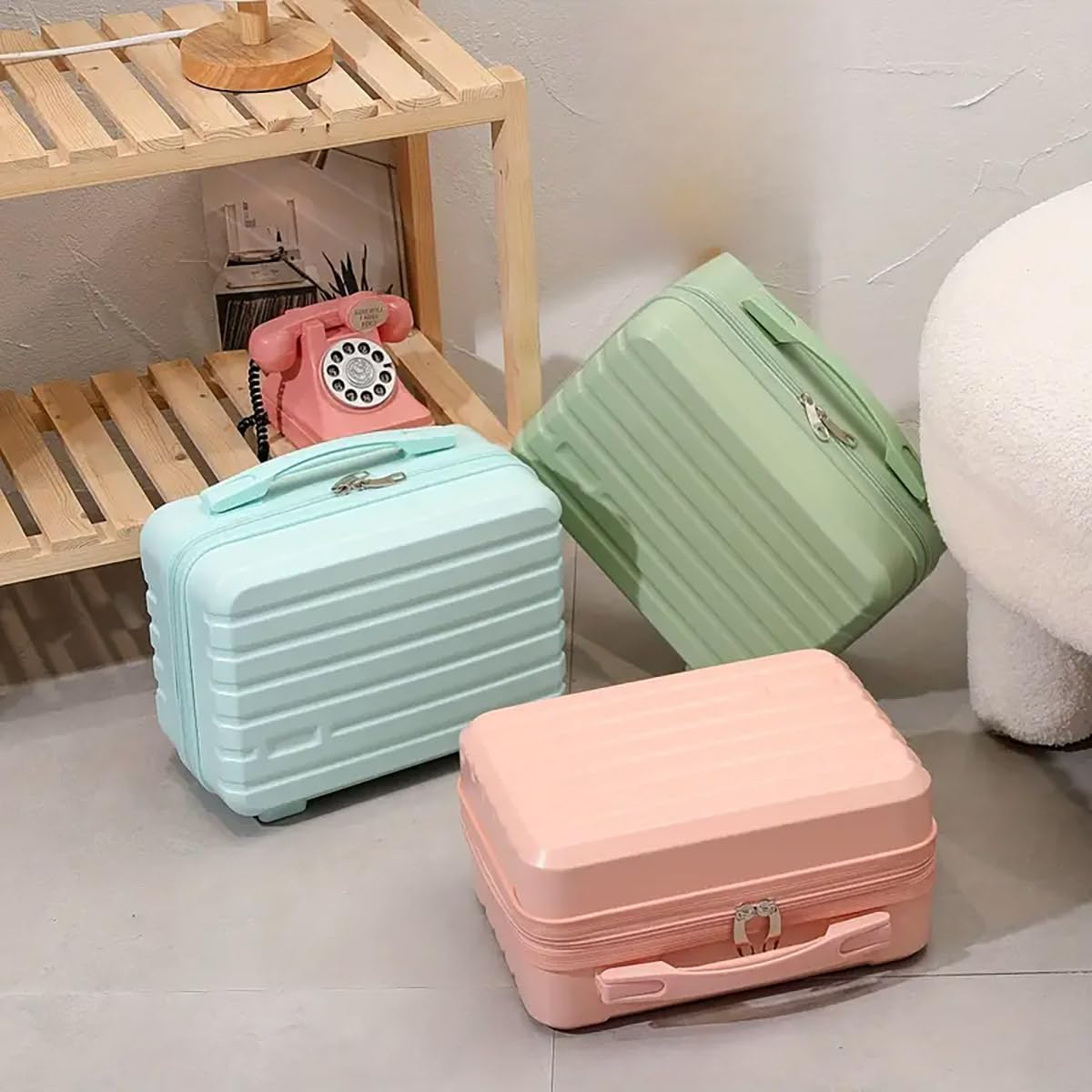AIMALL Portable Suitcase Mini Wedding Storage Box | 14-Inch Password Secure Small Fresh Hand Carry Gift Box | Durable ABS Construction | Available in Six Colours - 12.2X8.3X5.9 Inches - Beige image number 4