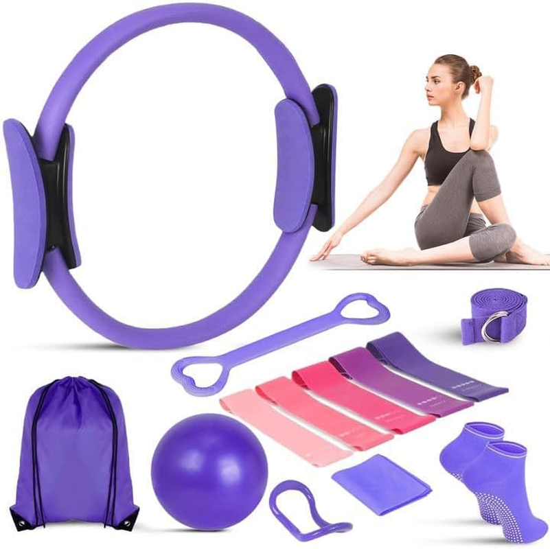 Pilates Ring Set 13 Pieces Pilates Equipment Accessories, Better Me Pilates Set, Pilates Ball 12 Inch Magic Circle Yoga Ring and Resistance Band for Women'S Home Workouts & Beginners image number 1