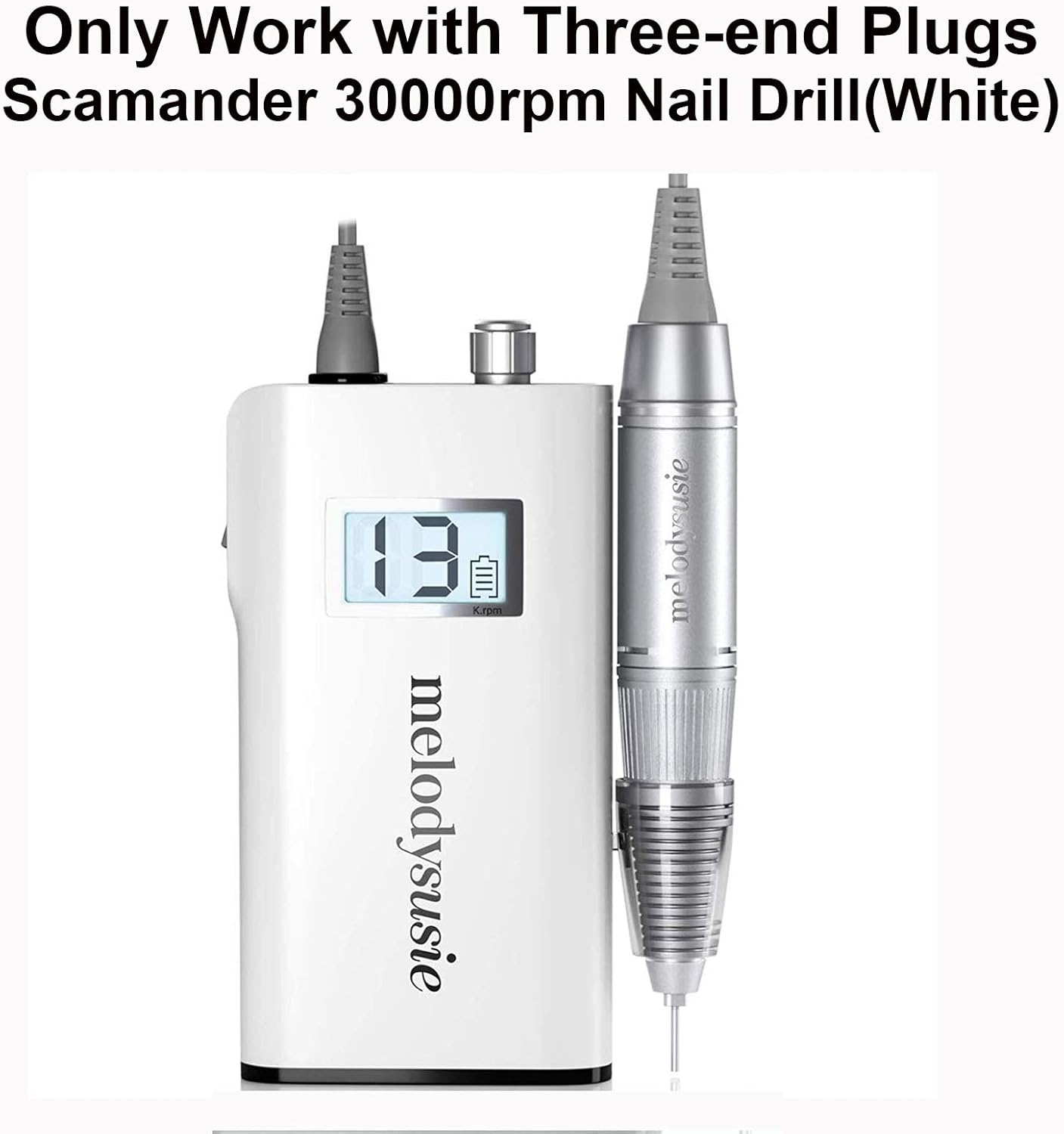 Melodysusie Handpiece for Scamander Professional Rechargeable 30000 Rpm Nail Drill, Portable E-File, Electric Grinder Tool for Acrylic Nail Natural Extension Poly Nail Gel, High Speed, Low Heat image number 2