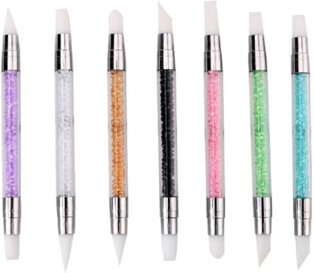 Dinghaole 7PCS Double Headed Silicone Nail Art Sculpture Pen Set -7-Color Professional Nail DIY Carving Tool for Rhinestones, Polishing Carving, and Details. image number 3