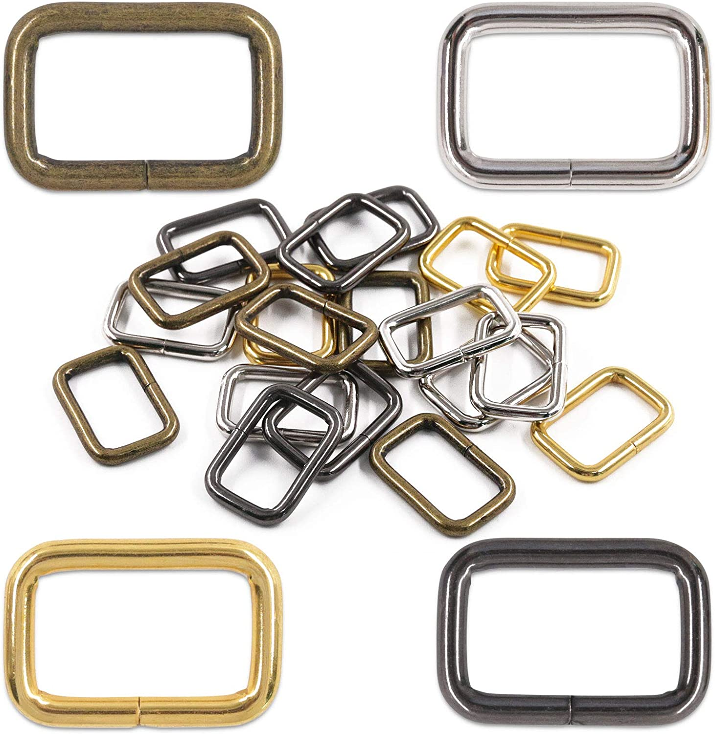 Rustark 1Inch/25Mm Metal Belt Buckle Hardware Assortment Webbing Strap Loops Clasp for Belt Craft Project DIY Accessories
