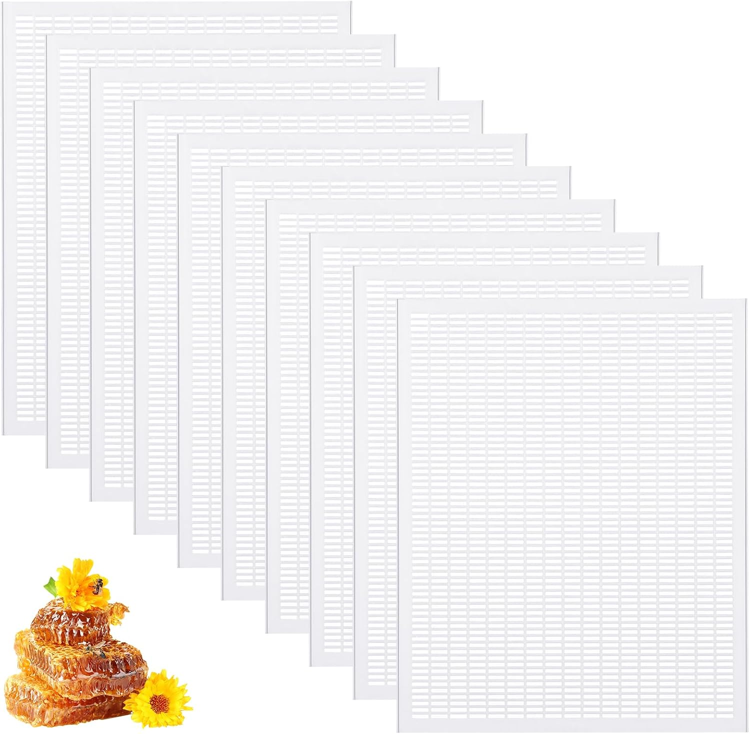 Rtteri 10 Pcs 8 Frame Plastic Queen Excluder Queen Bee Excluder for Bee Hive Beekeeping, Separating Queen Bees from Honey, Beekeepers Looking to Harvest Honey (Yellow,8 Frame)