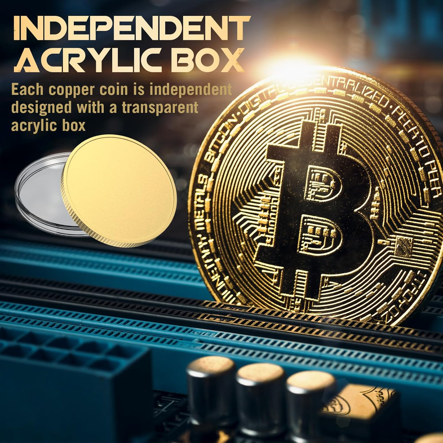 6 Pcs Blank Challenge Coin, Engraving Blanks Coins Threaded Edged 40 Mm with Acrylic Protection Box Laser Engravable Pattern for DIY Crafts Birthday Travel Commemorative Collection (Gold)