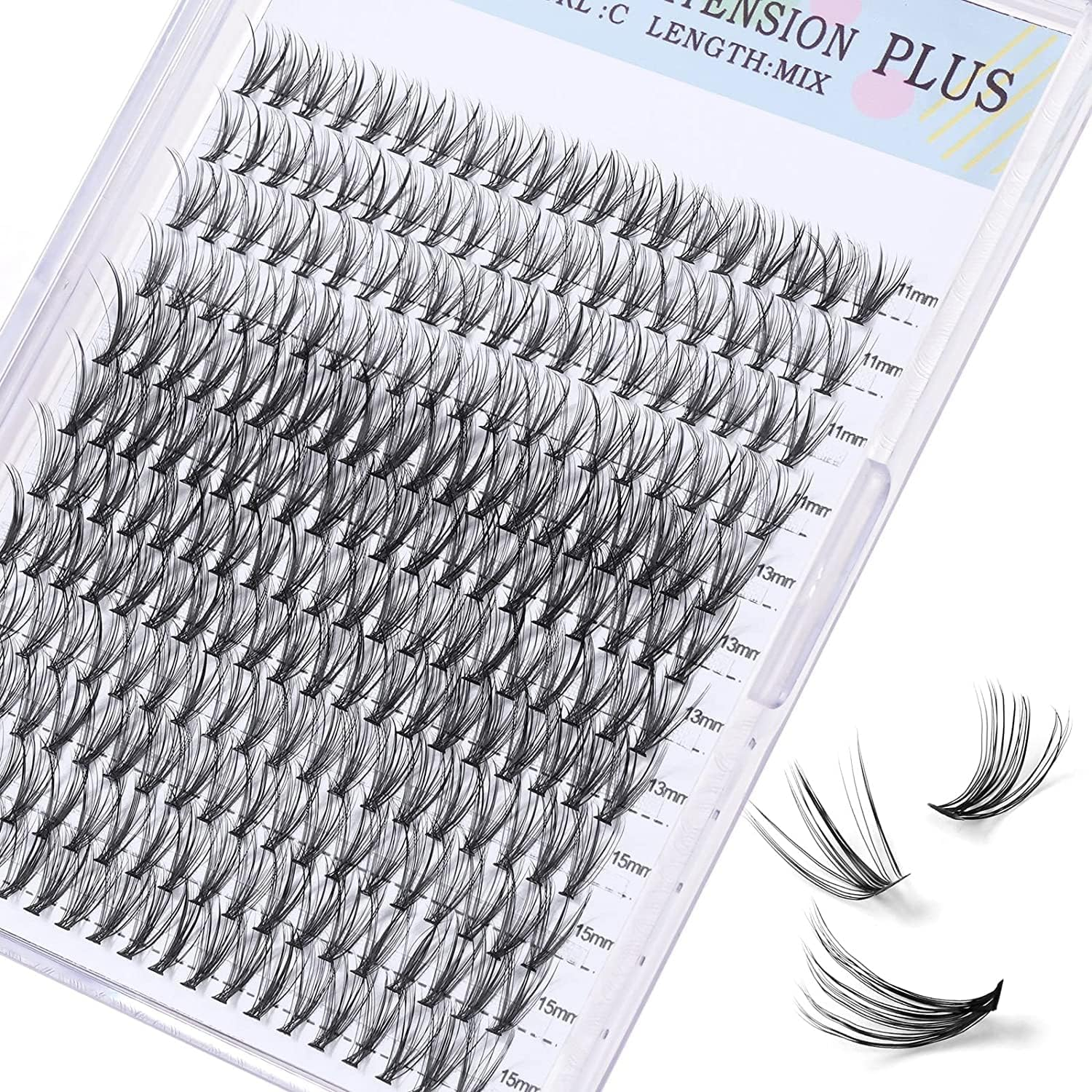MAGEFY Fake Eyelashes 240 Clusters 11-15Mm Eyelash Expansion Cluster Mixed Tray Curling C Single Eyelash Cluster DIY at Home image number 6
