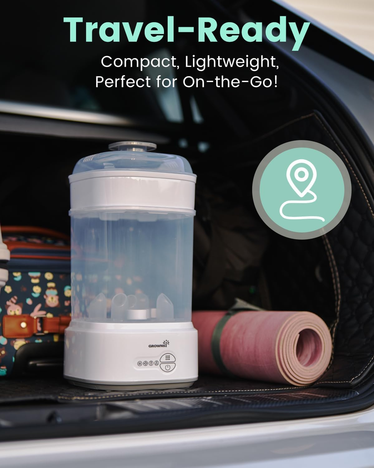 GROWNSY Bottle Steriliser and Dryer, Compact Electric Steam Baby Bottle Sterilizer, Bottle Sanitizer for Baby Bottles, Pacifiers, Pump Parts, White image number 4