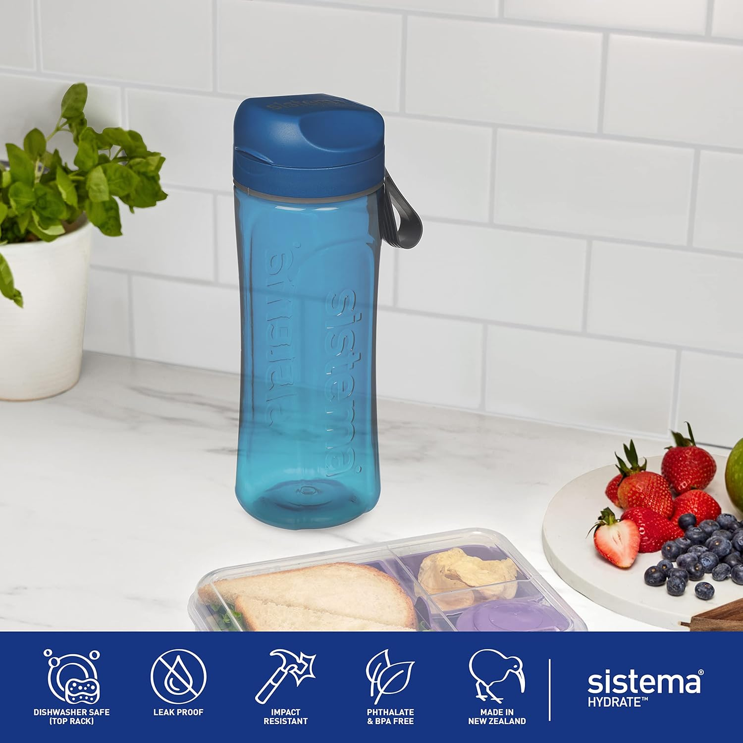 Sistema Swift Sports Water Bottles | 600 Ml | Leakproof Kids Water Bottles | Impact-Resistant Tritan Plastic | Bpa-Free | Ocean Blue & Misty Purple | 2 Count