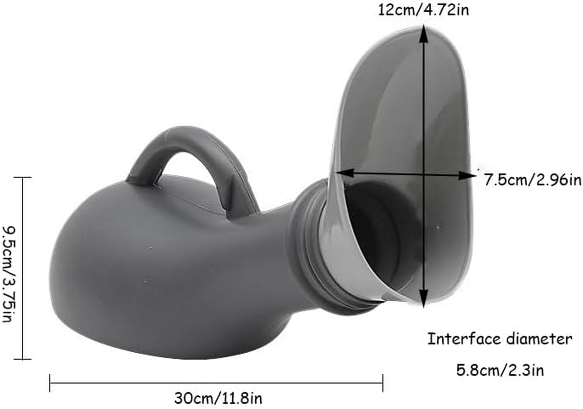 1000Ml Large Capacity Urinal for Men and Women Portable Urine Bottle with Lid Clear Scale No Spill Odorless Design Lightweight and Sturdy Ideal for Seniors Night Use Detachable (Gray) image number 4