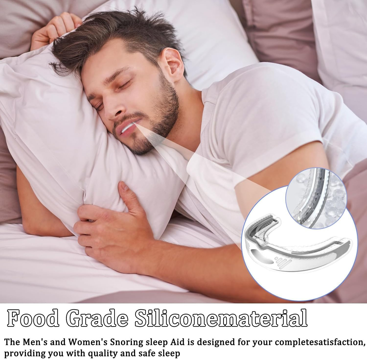 Wakouter Mouth Guard, Anti-Snoring Mouthpiece, Reusable Mouth Guard for Sleeping, Stop Grinding, with Travel Cases (White) image number 4