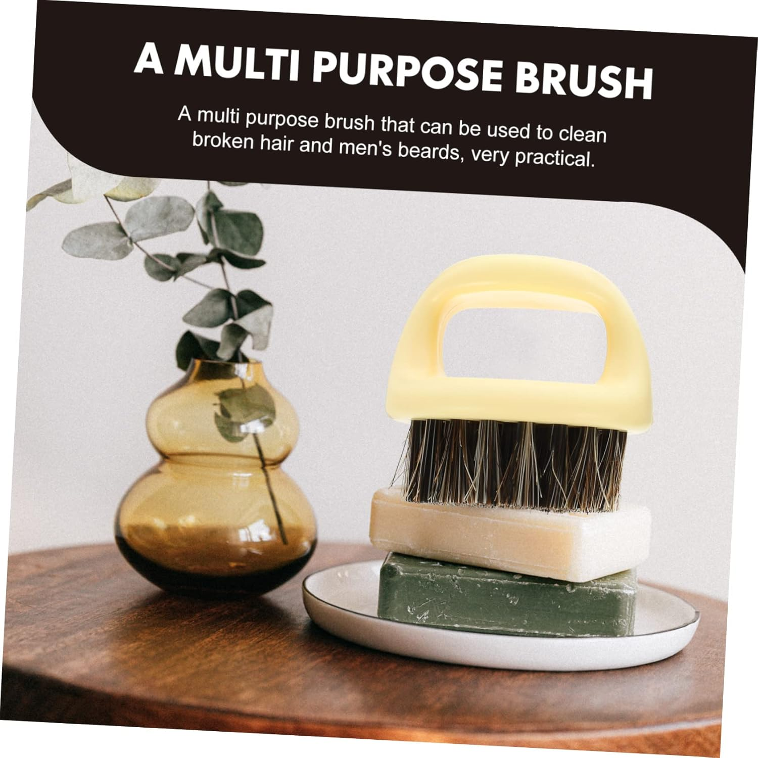 TOVINANNA 2Pcs Men'S Beard Brush Comb Hair Styling Shredded Hair Brush for Beard Maintenance Styling Black Beige Barber Shop Essential image number 2