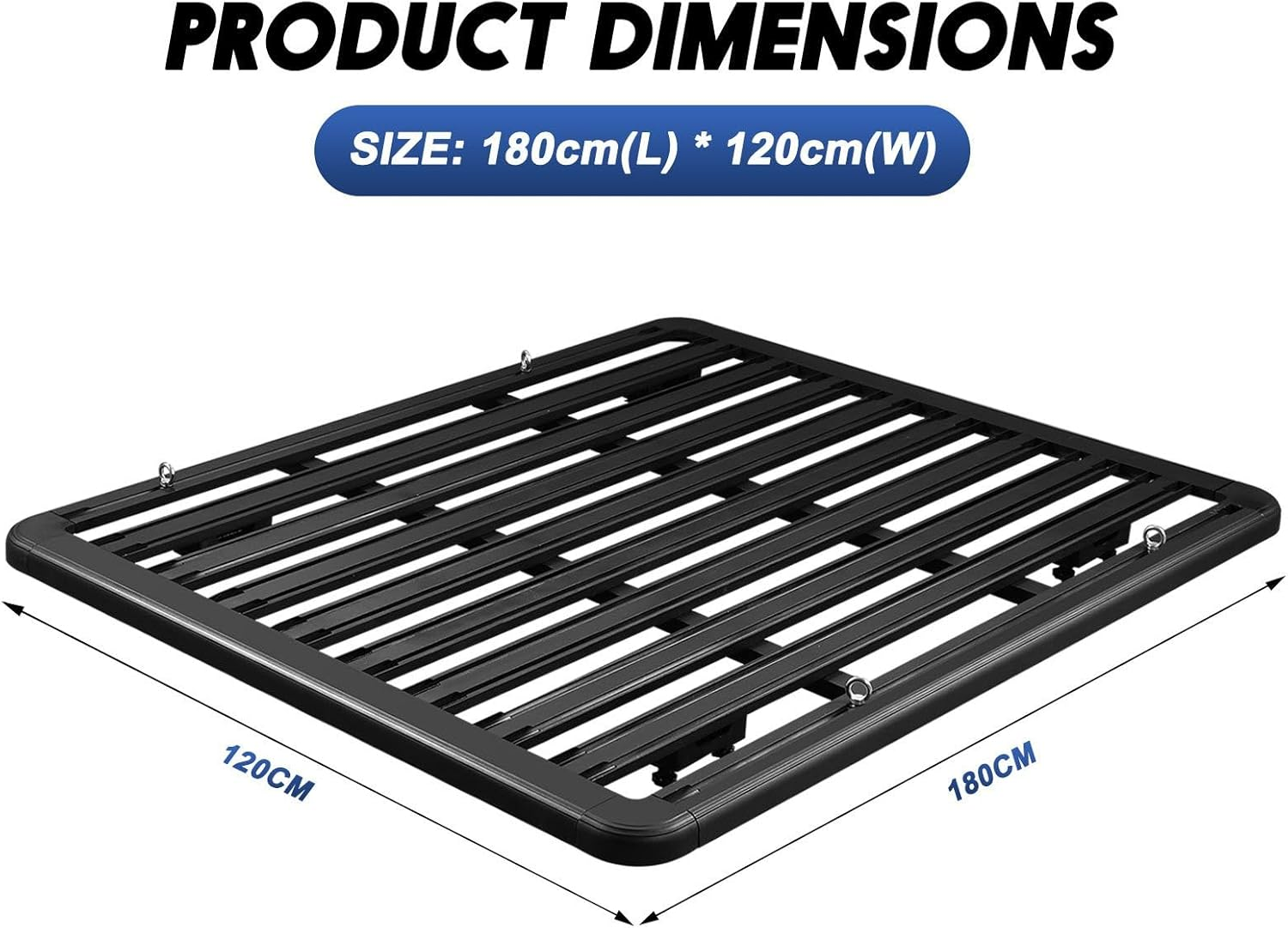 AUSWAY Universal Car Roof Rack Basket Platform Rooftop Luggage Cargo Carrier Flat Storage Tray 300Kg for SUV Pick up Trucks Thick Aluminium Alloy 180X120Cm