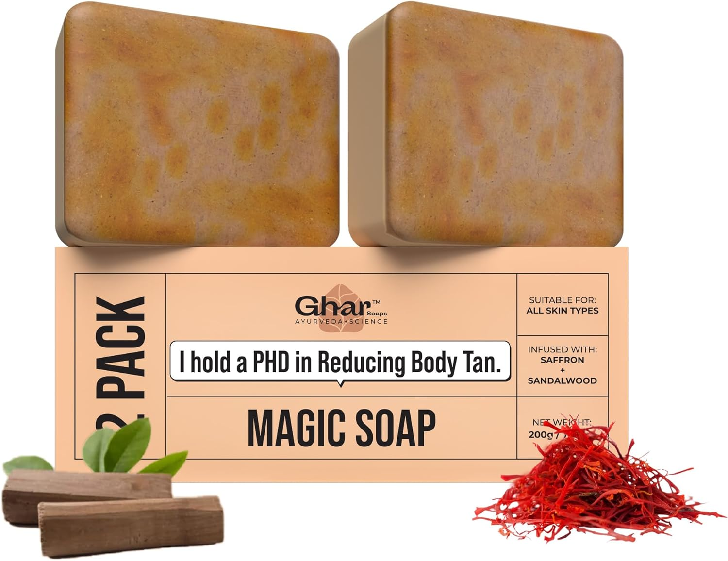 Ghar Soaps Sandalwood & Saffron Magic Soaps for Bath (100 Gms Pack of 2) | Paraben Free | Chandan & Kesar Bath Soap | Handmade Soaps for Glowing | Skin Brightening Soap for Men & Women image number 4