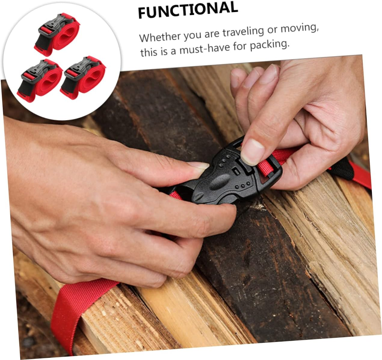 OSALADI 3Pcs Multifunctional Luggage Strap Nylon Buckle Ratchet for Camping Compression