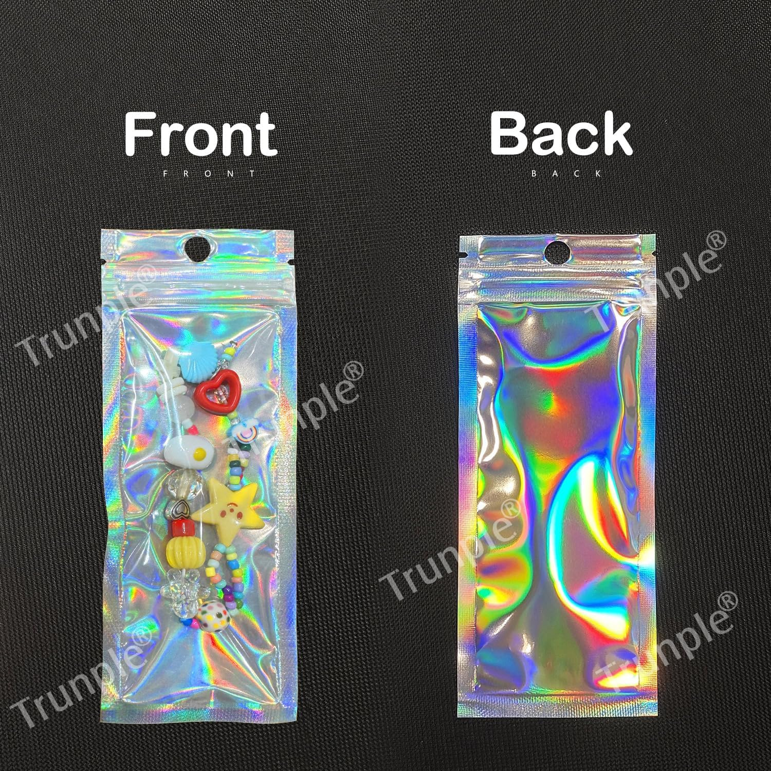 Smell Proof Bags & Resealable Foil Pouch Bag [100 PCS ] Great for Party Favor Food Storage (Holographic Color, 2.4X5.9") image number 6