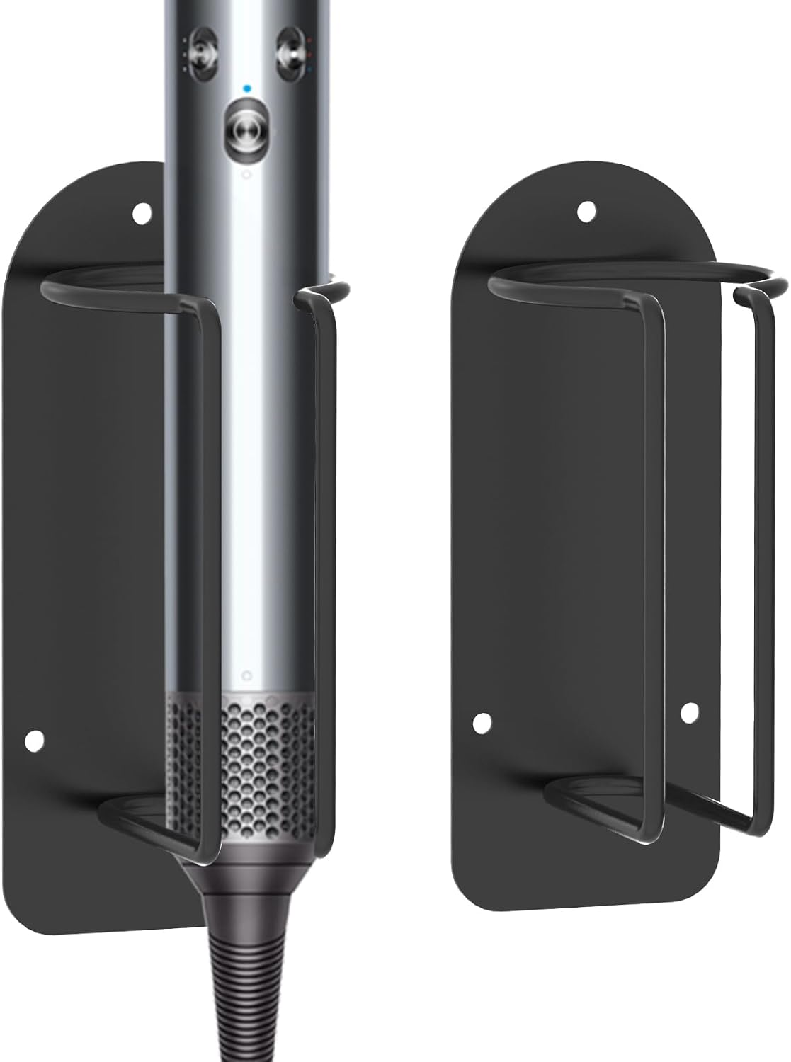 Adorila 2 Pack Wall Mounted Curling Iron Holder, Hair Styling Tool Organizer, Hair Tools Holder Compatible with Dyson Airwrap and Dyson Corrale (Black)