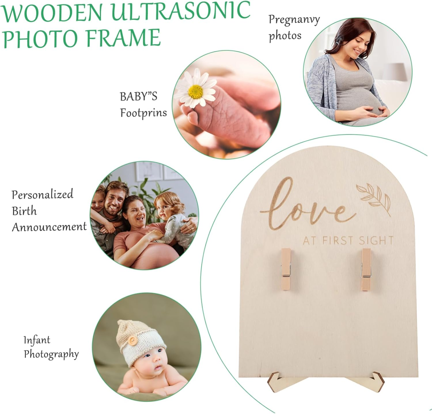 HAPINARY 1 Set Ultrasonic Photo Frame Tabletop Photo Frame Sonogram Picture Frame Ultrasounds Frame for Mom Expecting Parents Photo Frame Pregnancy Announcement Sign Wooden image number 4