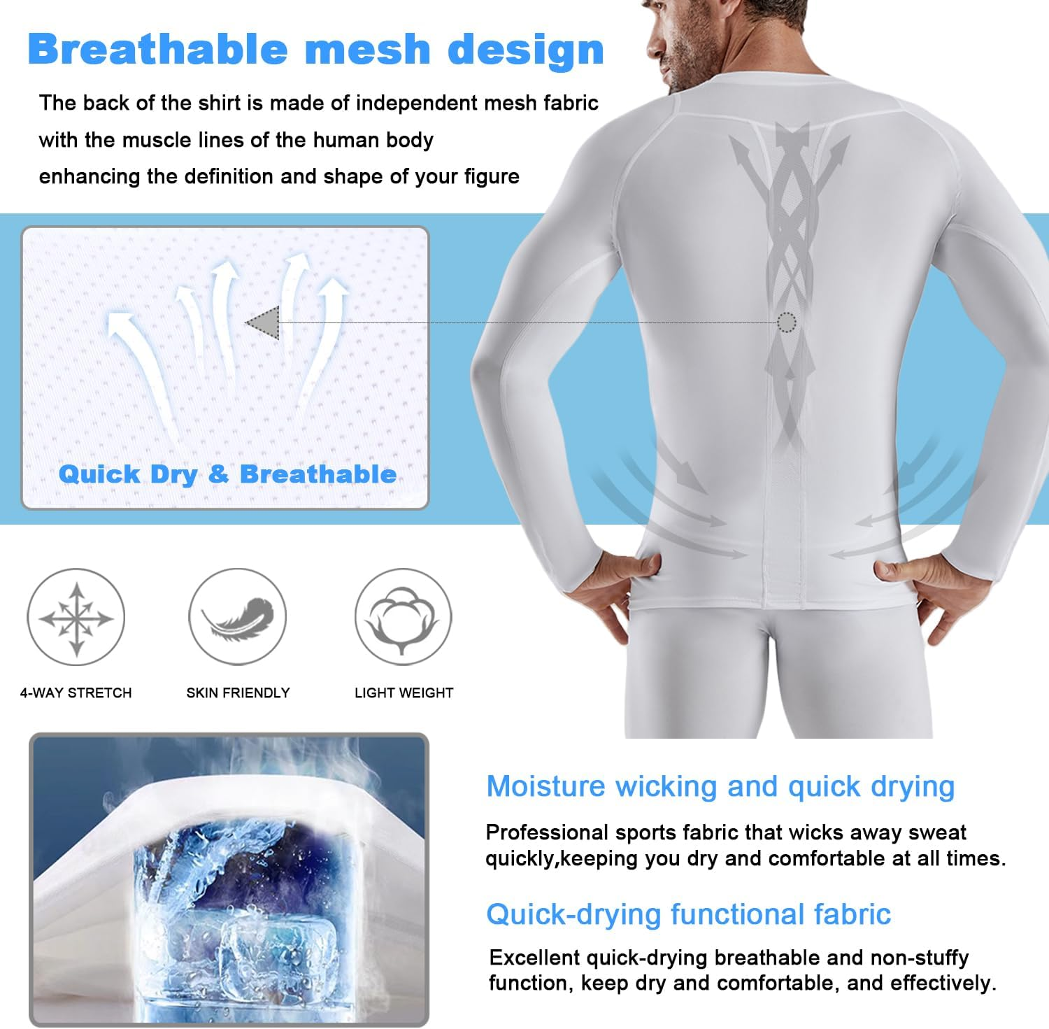 Smatstyle Compression Shirt Men'S Athletic Functional Shirt Long Sleeve Quick-Drying Compression Sports Shirt Breathable Running Shirt for Fitness image number 6