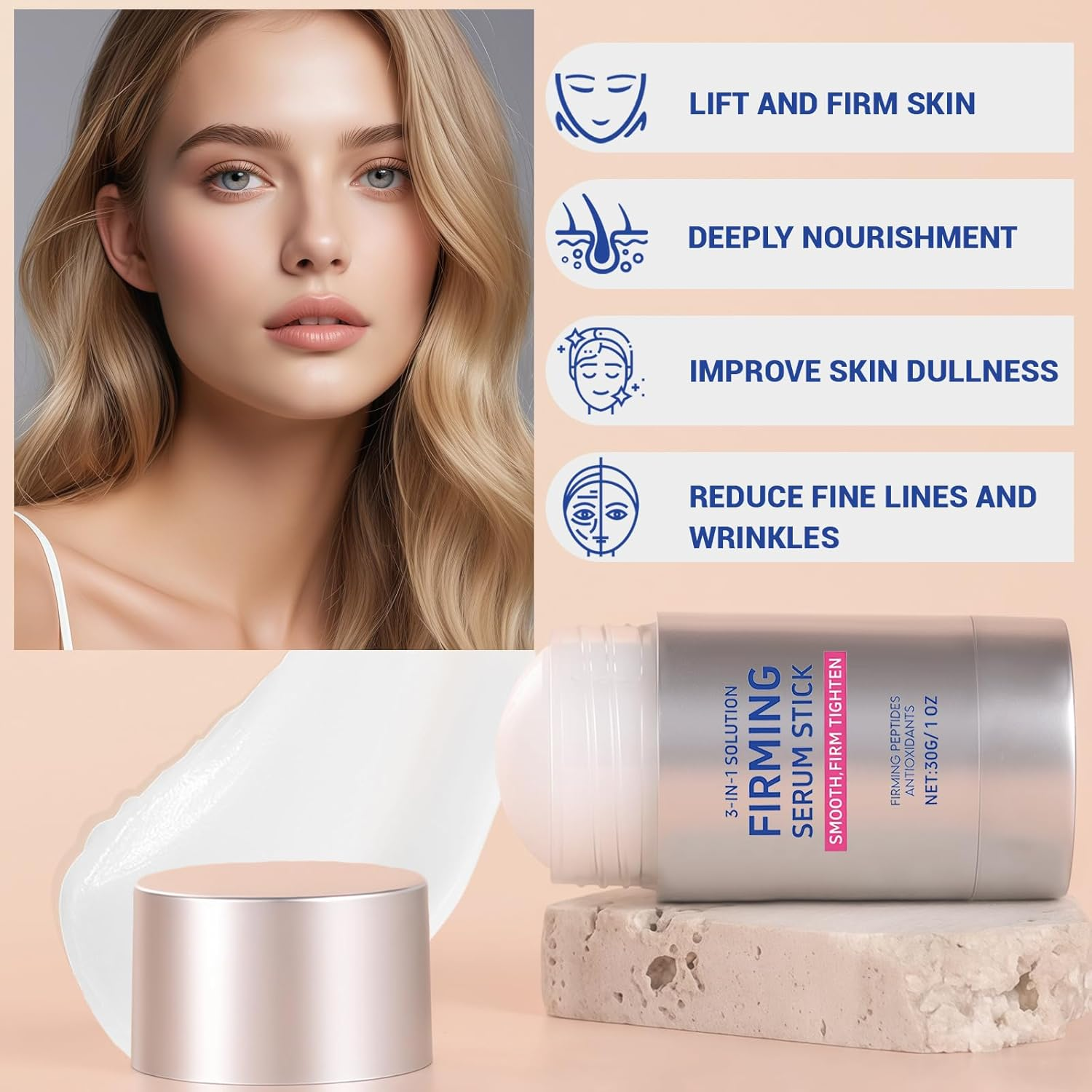 DAGEDA Firming Serum Stick, Smooth, Firm, Tighten Stick, Moisturizing and Nourishing Nature Skincare for All Skin Types, Improve Face Dullness, Reduce Fine Lines Hydrating Balm for Women image number 6