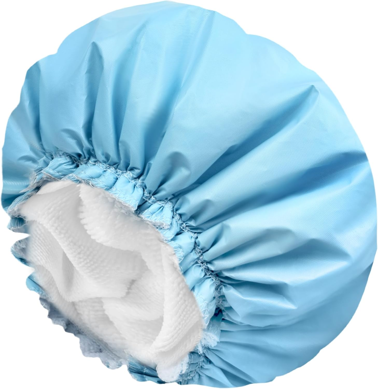 Shower Caps for Women, Terry Cloth Lined EVA Exterior Elastic and Reusable Bath Caps, Double Waterproof Layers Shower Cap, Bathing Shower Caps, Environmental Protection Bath Hair Cap - Blue