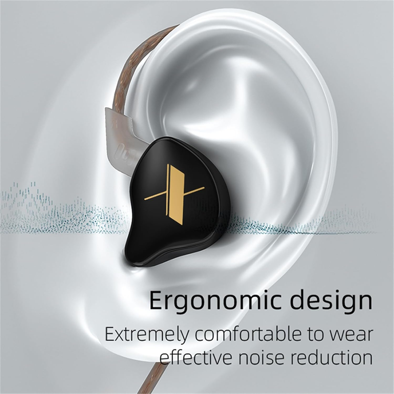 KZ EDX 1DD Hifi Earphone Headphone, Yinyoo EDX In-Ear Earbud with New 10Mm Composite Magnetic Dynamic Driver over Ear Headset with Detachable 2 Pin 0.75MM Cable(With Mic, Black) image number 5