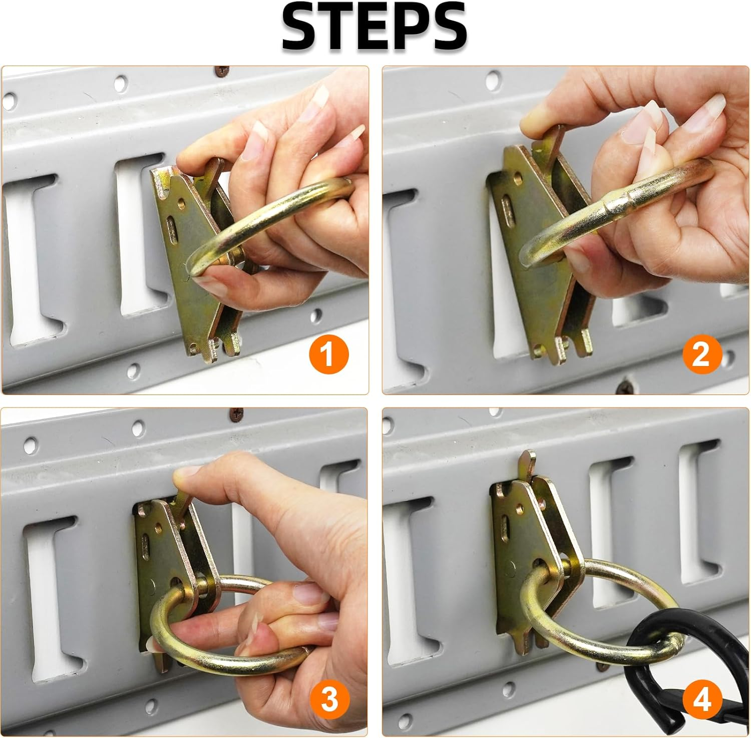 LULU CARGO CONTROL E Track 0 Ring, E Track O Ring Tie down Anchors E Track Accessories for Pickup Trucks/Flatbed Trailers/Vans, 10 Pack. image number 4