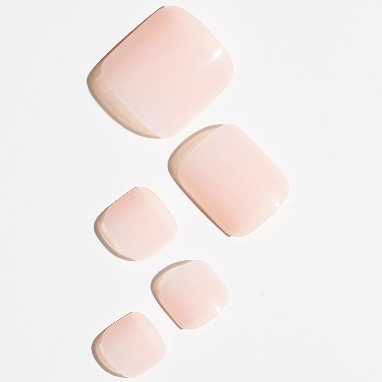 GLAMERMAID Press on Toenails, Spring Summer Pure Nude Gel Glue on Toe Nails, 24Pcs Glossy Toe Nails Reusable UV Finish Fake Nails Acrylic False Nails Manicure Kits for Women image number 4