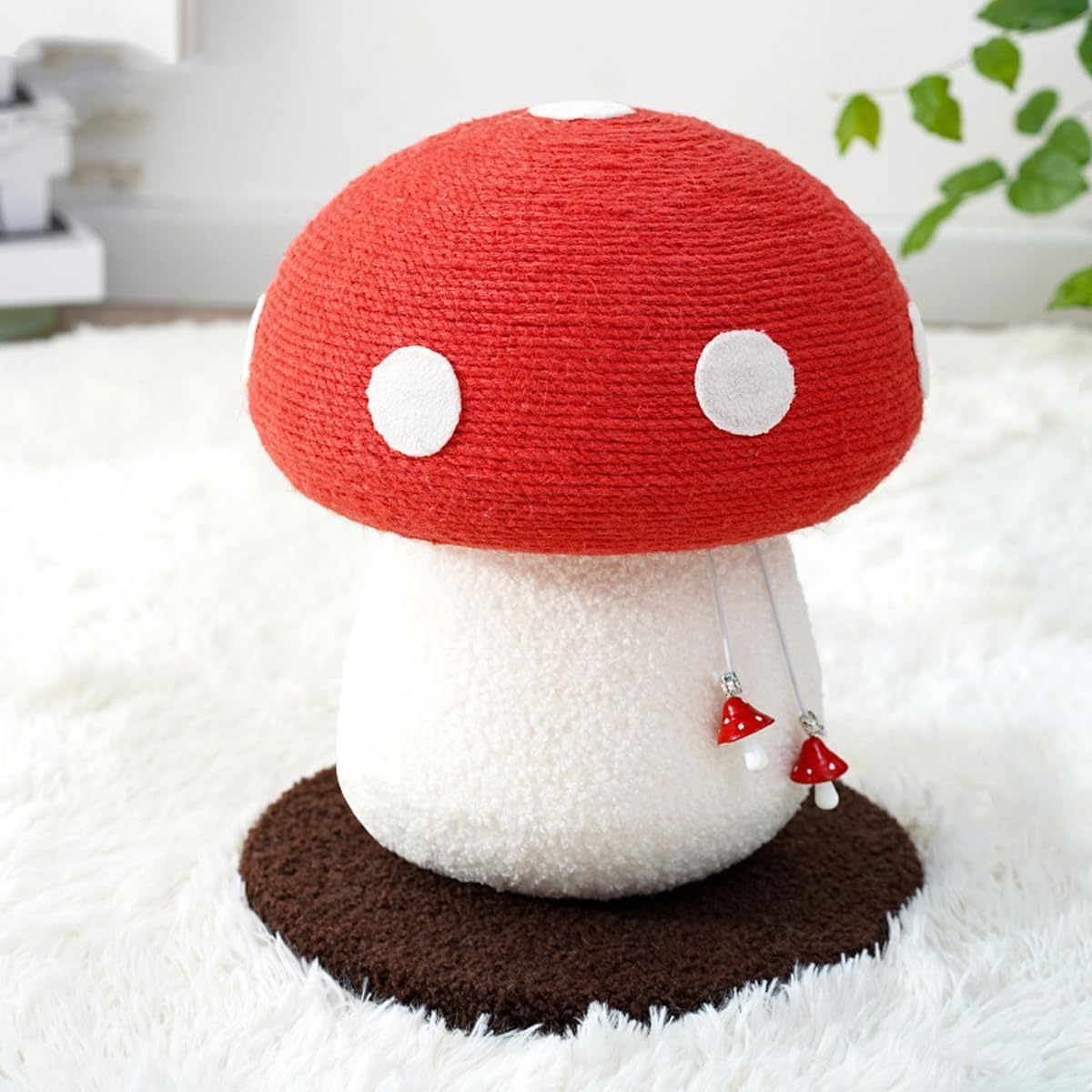 AIMALL Red Umbrella Red Mushroom Cat Climbing Rack 11 X 13.4In Sisal Scratching Board Vertical Cat Tree Toy with Soft Fabric & Claw-Friendly Material image number 4