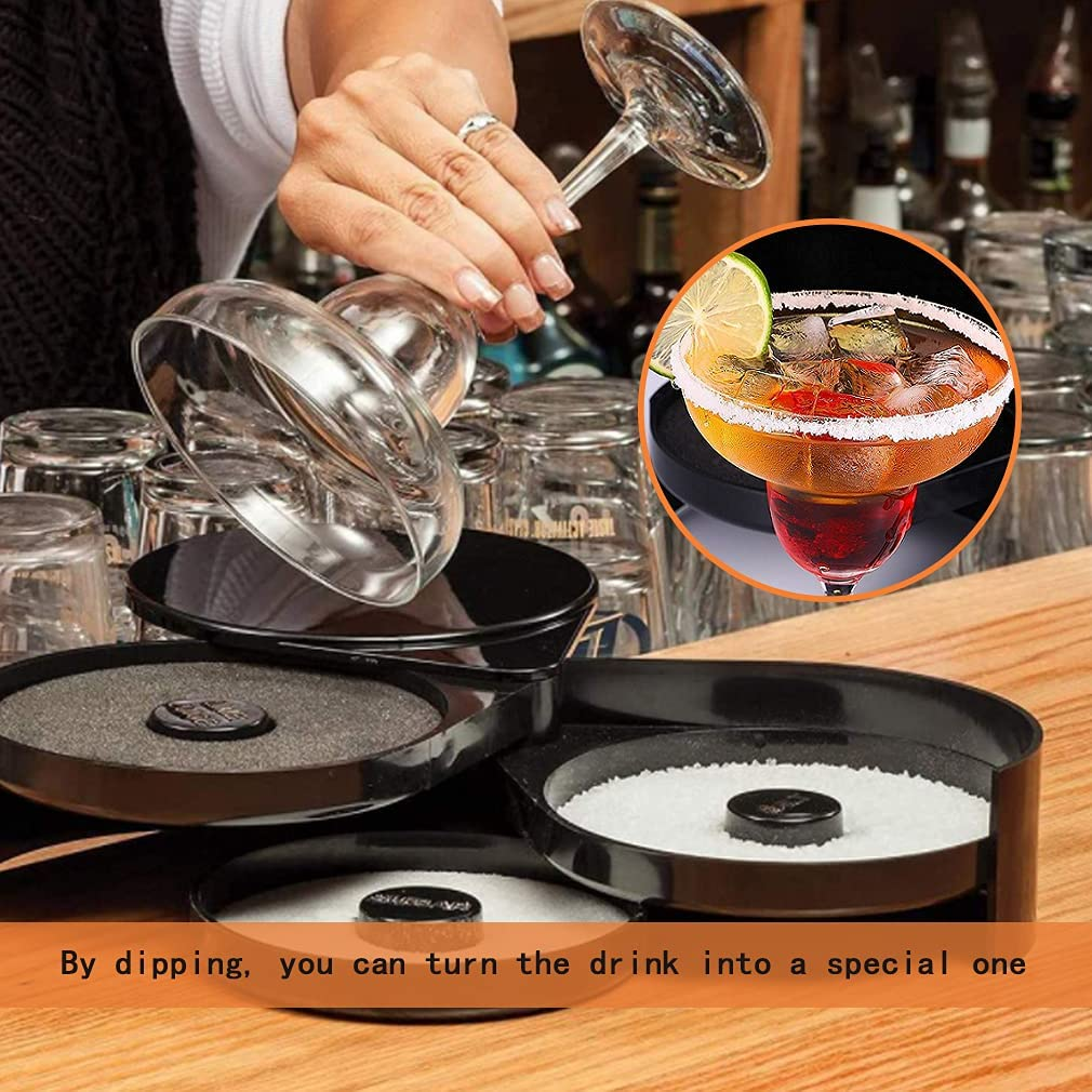 1 Pack 3 Tier Bar Glass Rimmer for Margarita and Cocktail, Bartender Tool,Salt Box Spice Container image number 5