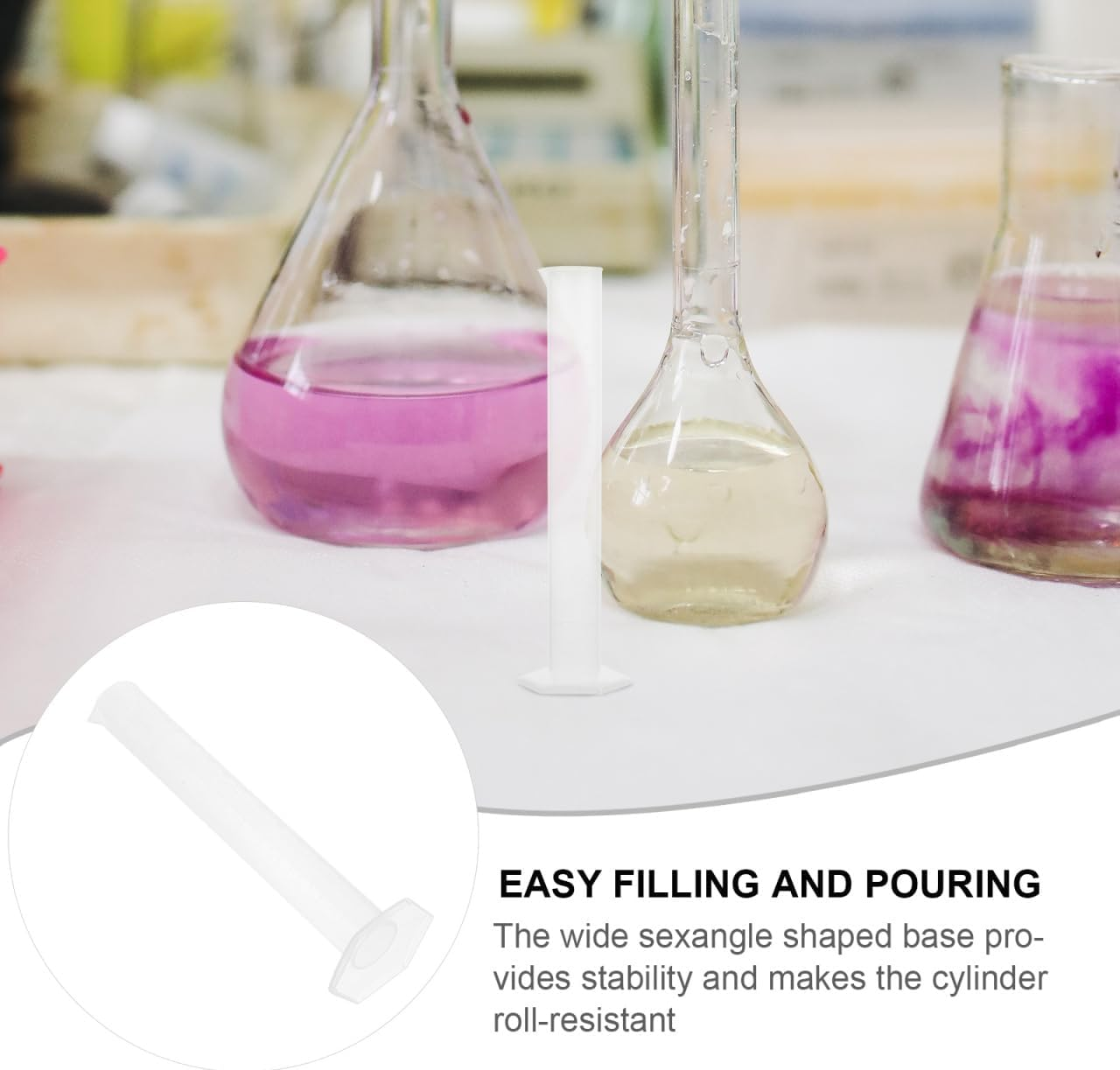 Baluue Measuring Cylinder, 100Ml Plastic Measuring Cylinder, Precise Graduated Measuring Cup, PP Graduated Cylinder for Kitchen, Laboratory Measurement image number 1