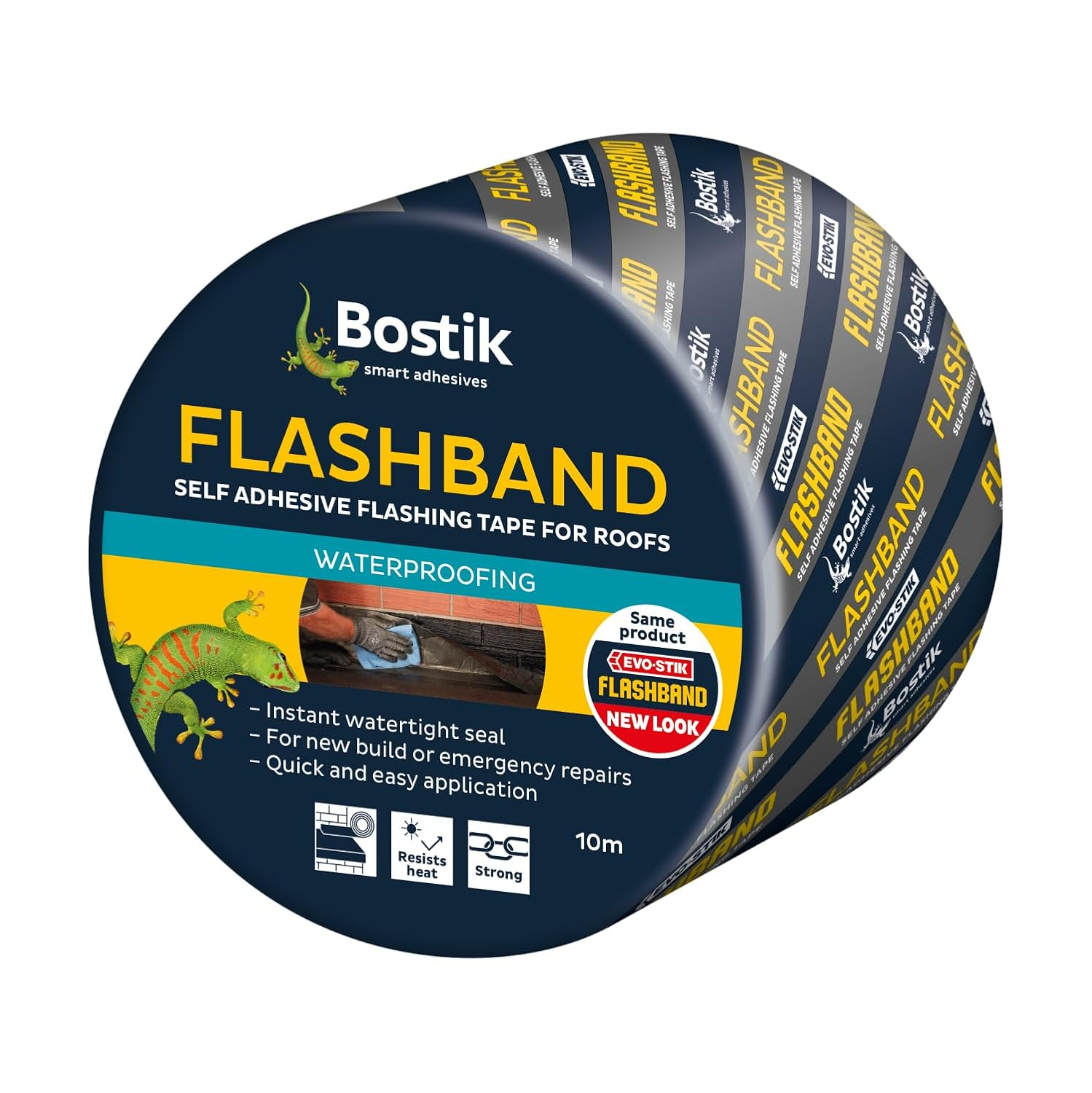 Bostik Flashband Self Adhesive Flashing Tape for Roofs, Provides an Instant Watertight Seal, Colour: Grey, 100Mm X 10M image number 2