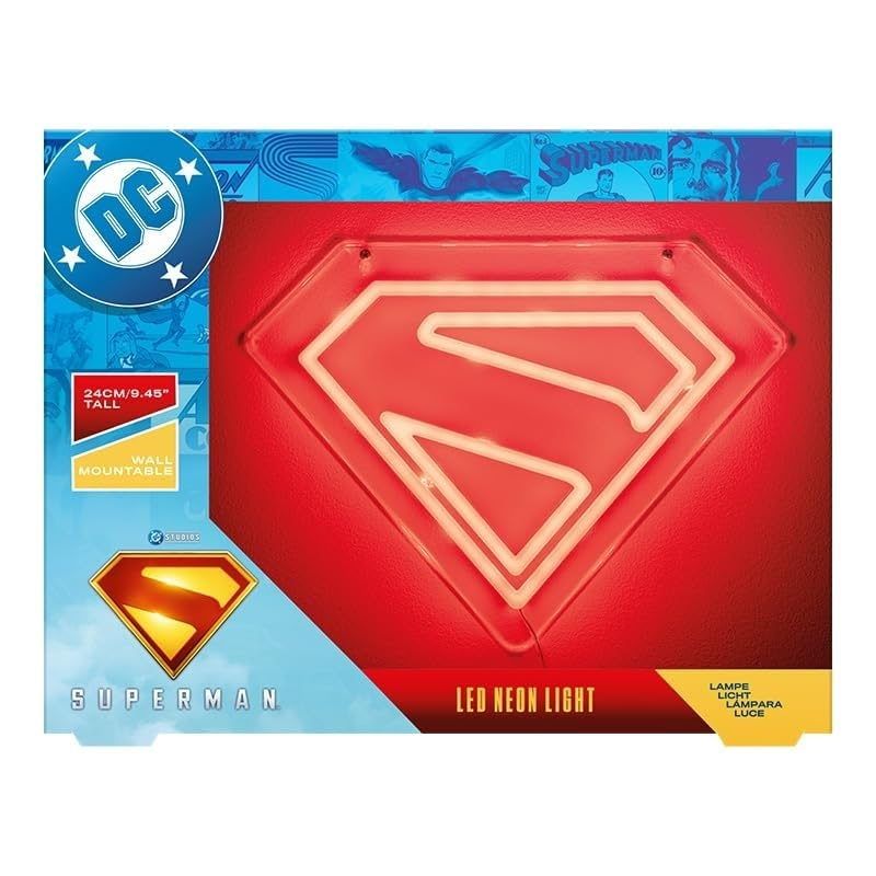 Superman Logo LED Neon Wall Light, Officially Licensed DC Comics Lamp with Power Cord for Home, Living Space D&eacute;cor, Gift for Superhero Fans | Paladone image number 2