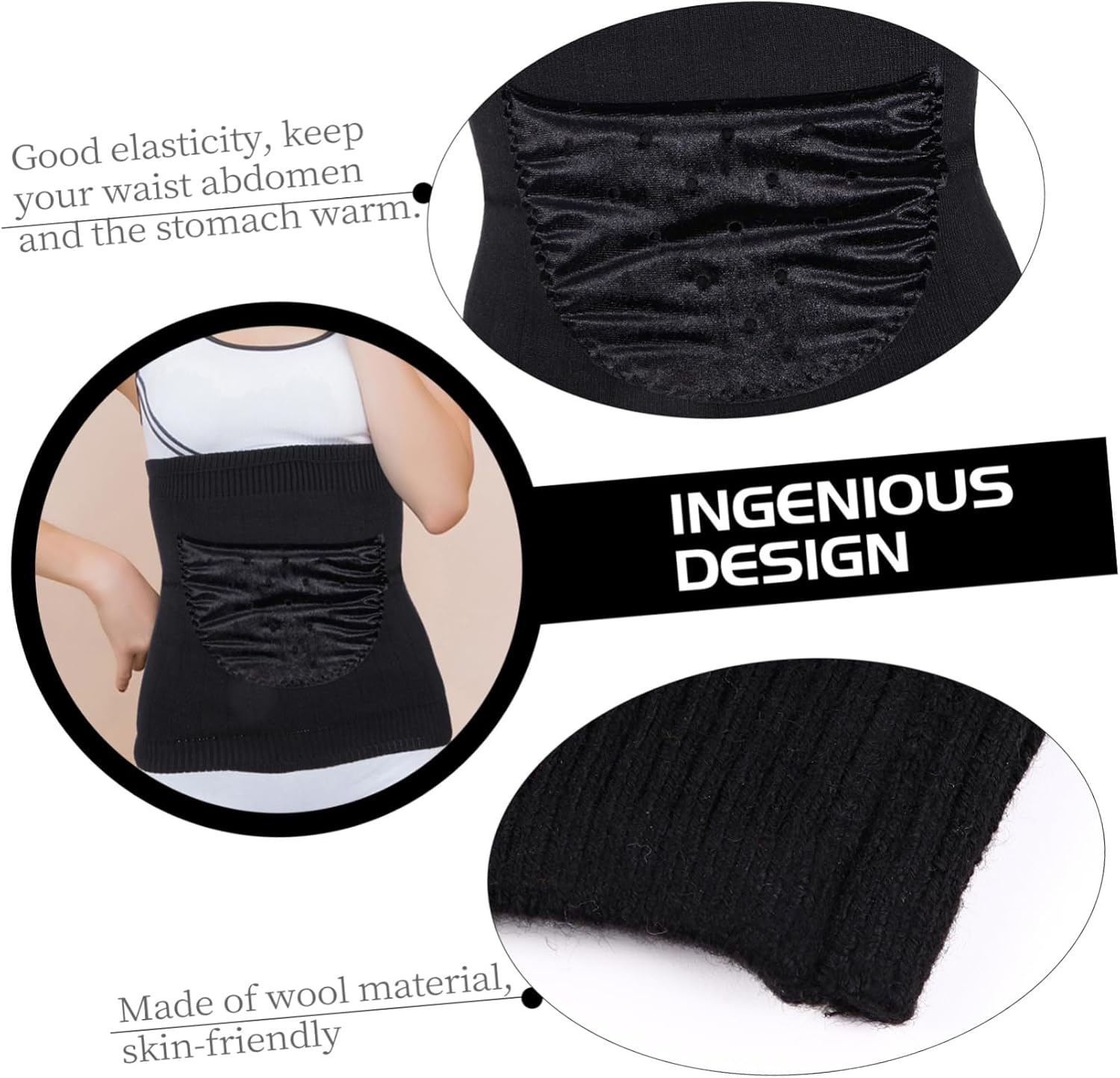 Ipetboom Warm Wool Kidney Belt Stretchy Thermal Waist Support for Stomach Protection Cozy Abdominal Band for Winter Friendly Breathable Design for Daily Use image number 6