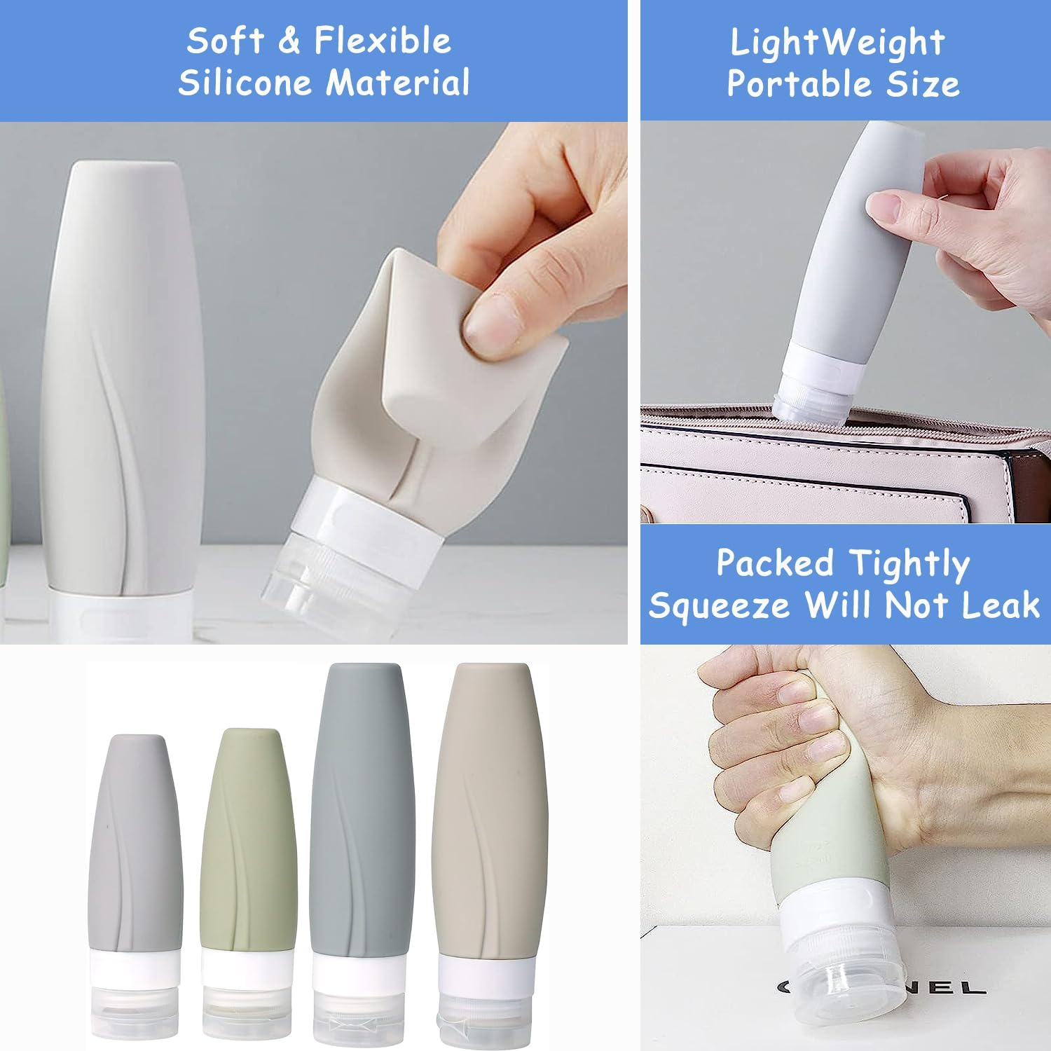 Travel Bottles Set for Toiletries, 15 Pack Travel Size Toiletries with Label, TSA Approved Silicone Travel Bottles, Bpa Free Travel Essentials for Cosmetic Shampoo Cream Conditioner Lotion Soap image number 6