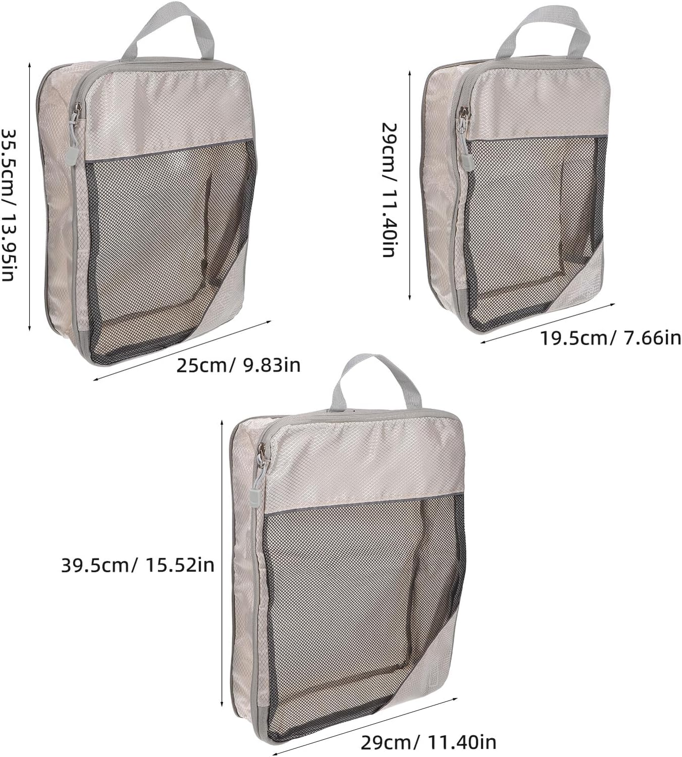 PACKOVE 3PCS Travel Expandable Compression Packing Cubes Lightweight Luggage Organizers for Clothes Shoes Toiletries Efficient Space Management image number 6