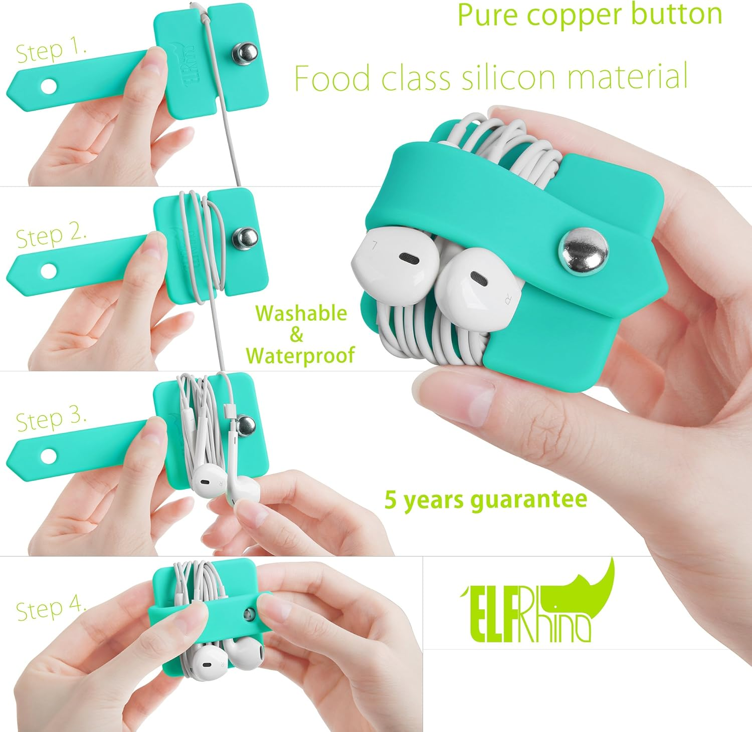 Cord Organizer Tangle-Free Earphone Organizer Headphone Earphone Cable Organizer Cord Wrap Winder Earbuds Wrap Winder Cord Manager Cable Winder 2 Pieces Black+Blue image number 6