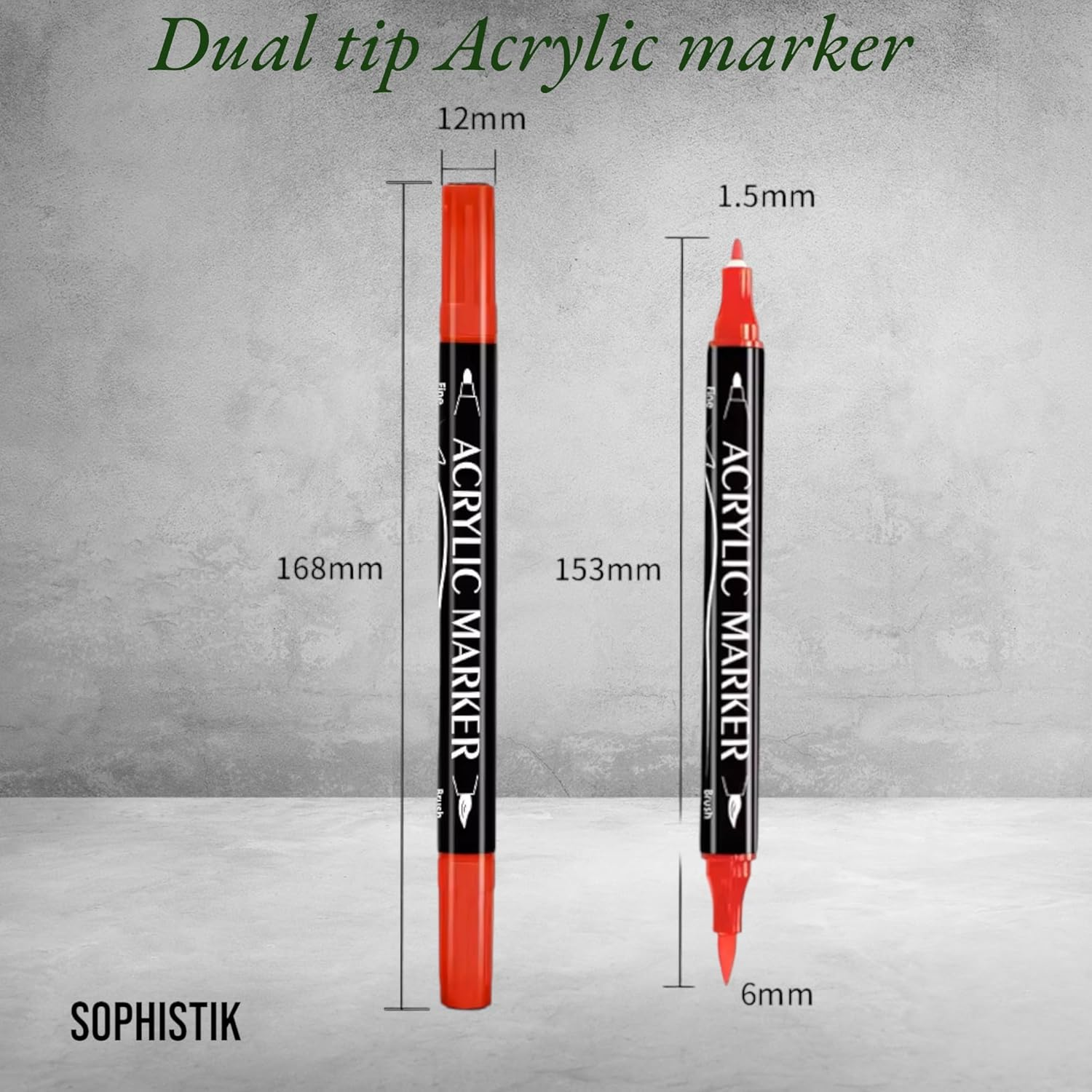 Sophistik Acrylic Marker Set of 36 Dual Tip with Flexible-Brush Tip & Extra-Fine Tip image number 5