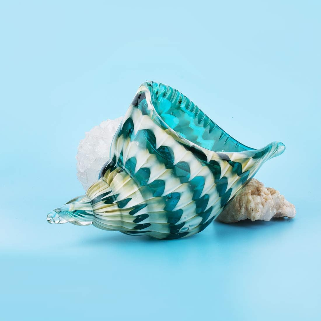 Qf Hand Blown Seashell, Beautiful Home Decor, Handmade Glass Art, Glass Conch image number 1