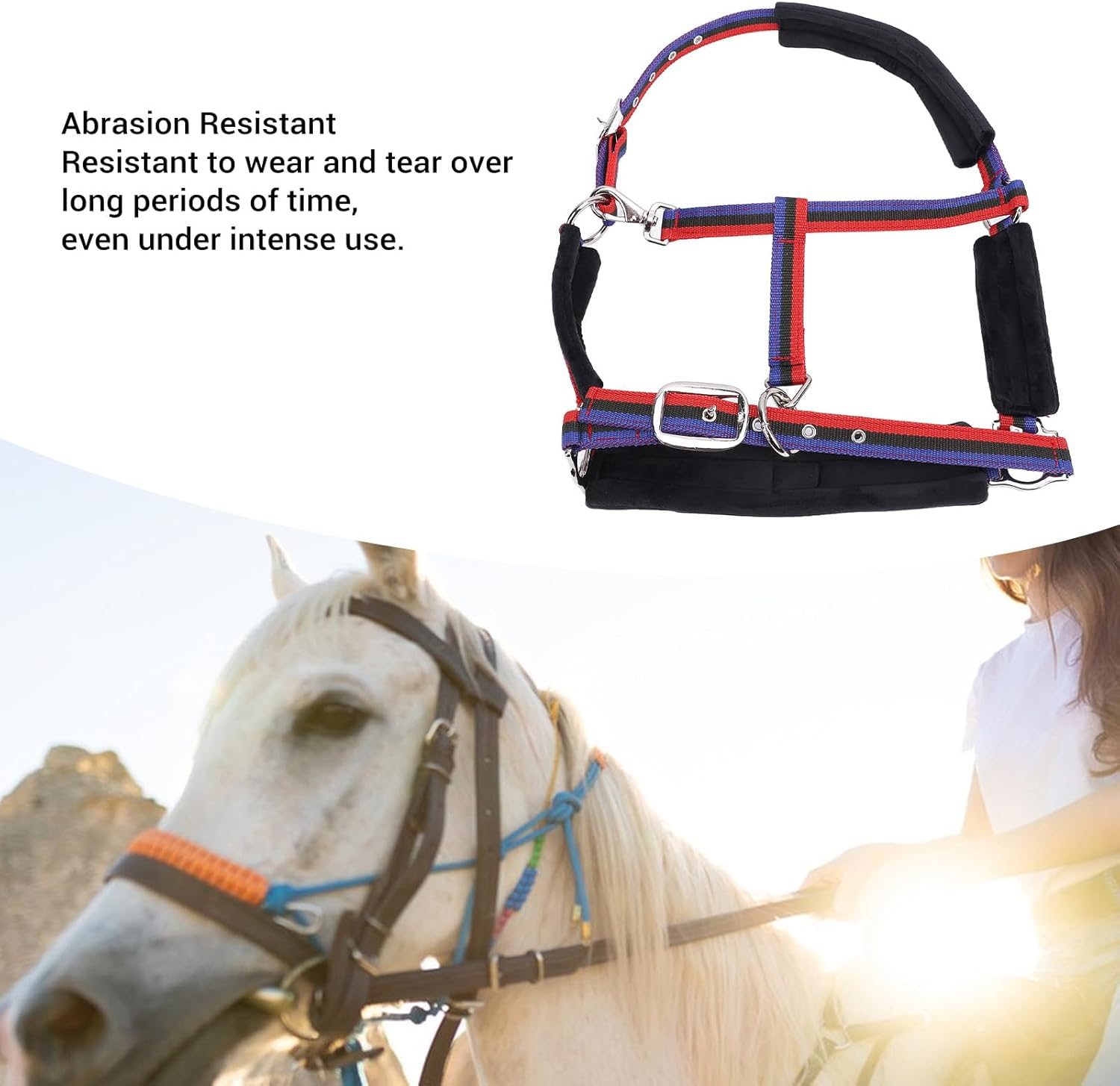 Horse Halter, Nylon Horse Halter, Adjustable Chin & Throat Snap Halters for Horses, Stylish Comfortable Horse Halter for Training, Equestrian Supplies image number 2