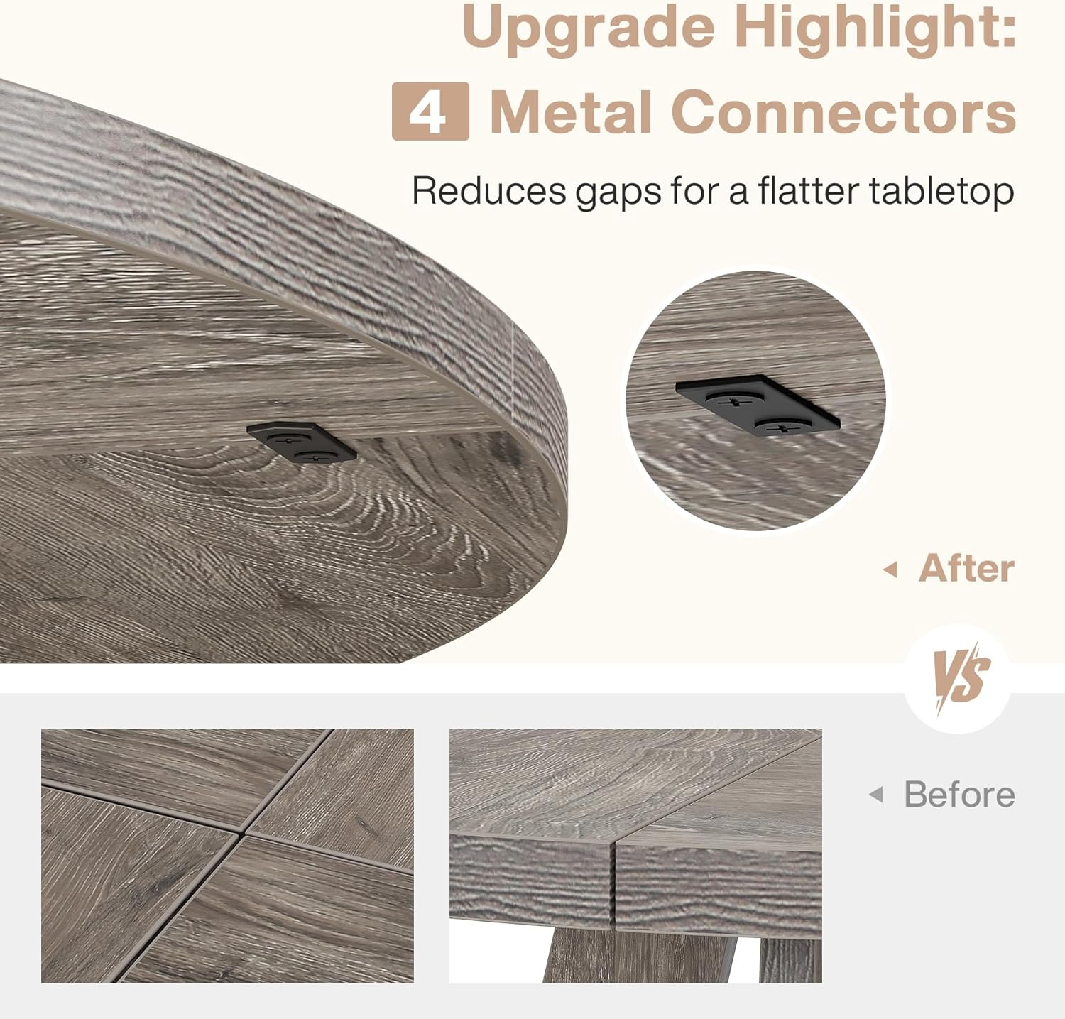 Tribesigns round Dining Table Wood Kitchen Table for Dining Room, 120 Cm Dinning Room Tables for 4 Adult, Farmhouse Dinner Table with Wooden Tabletop and Cross Base, Rustic Grey image number 6